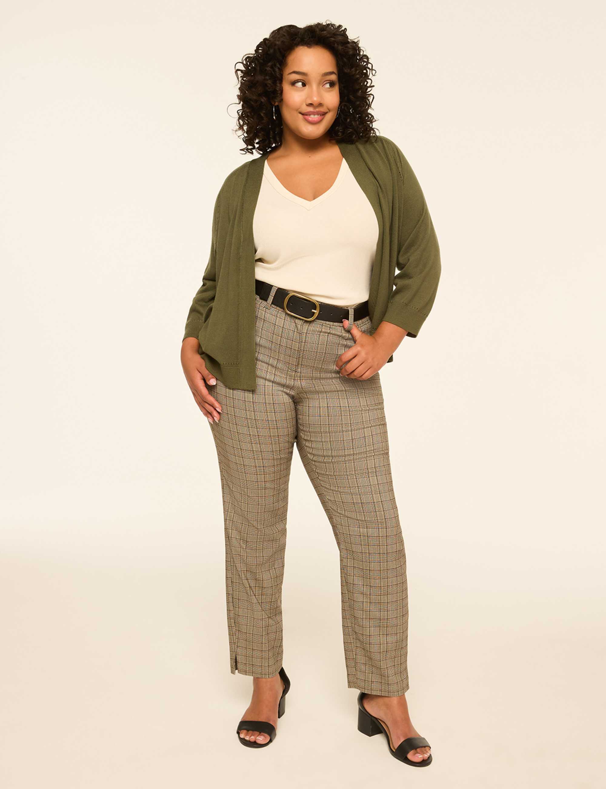 4-Season High-Rise Plaid Slim Ankle Pant