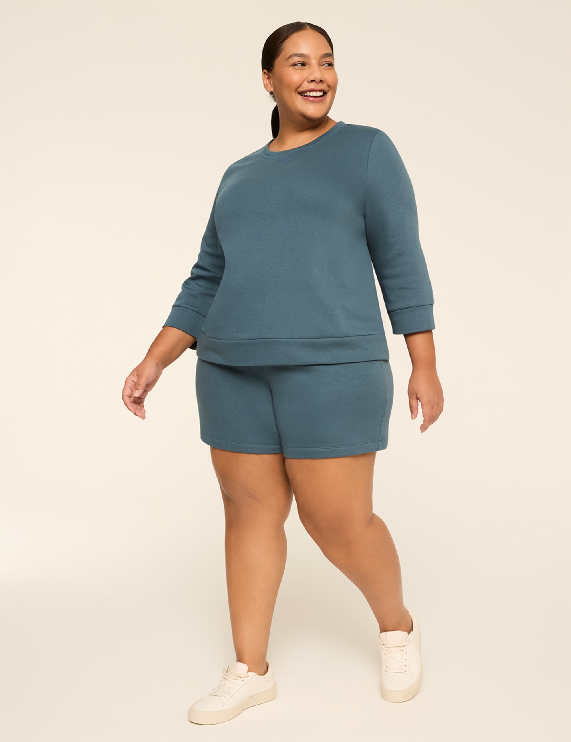 LIVI 3/4-Sleeve Crew-Neck Sweatshirt
