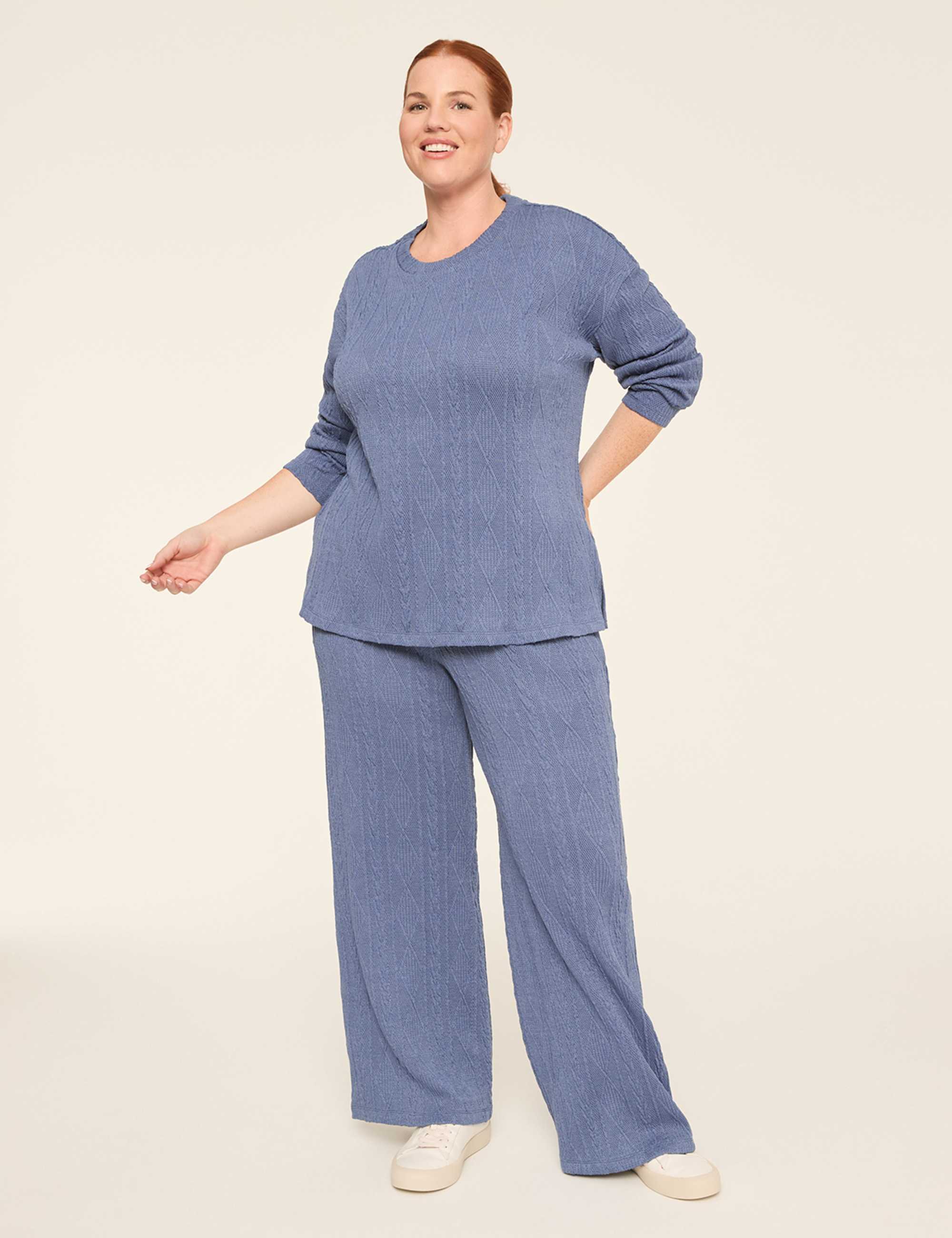 LIVI Textured Sweater Knit Straight Leg Pant