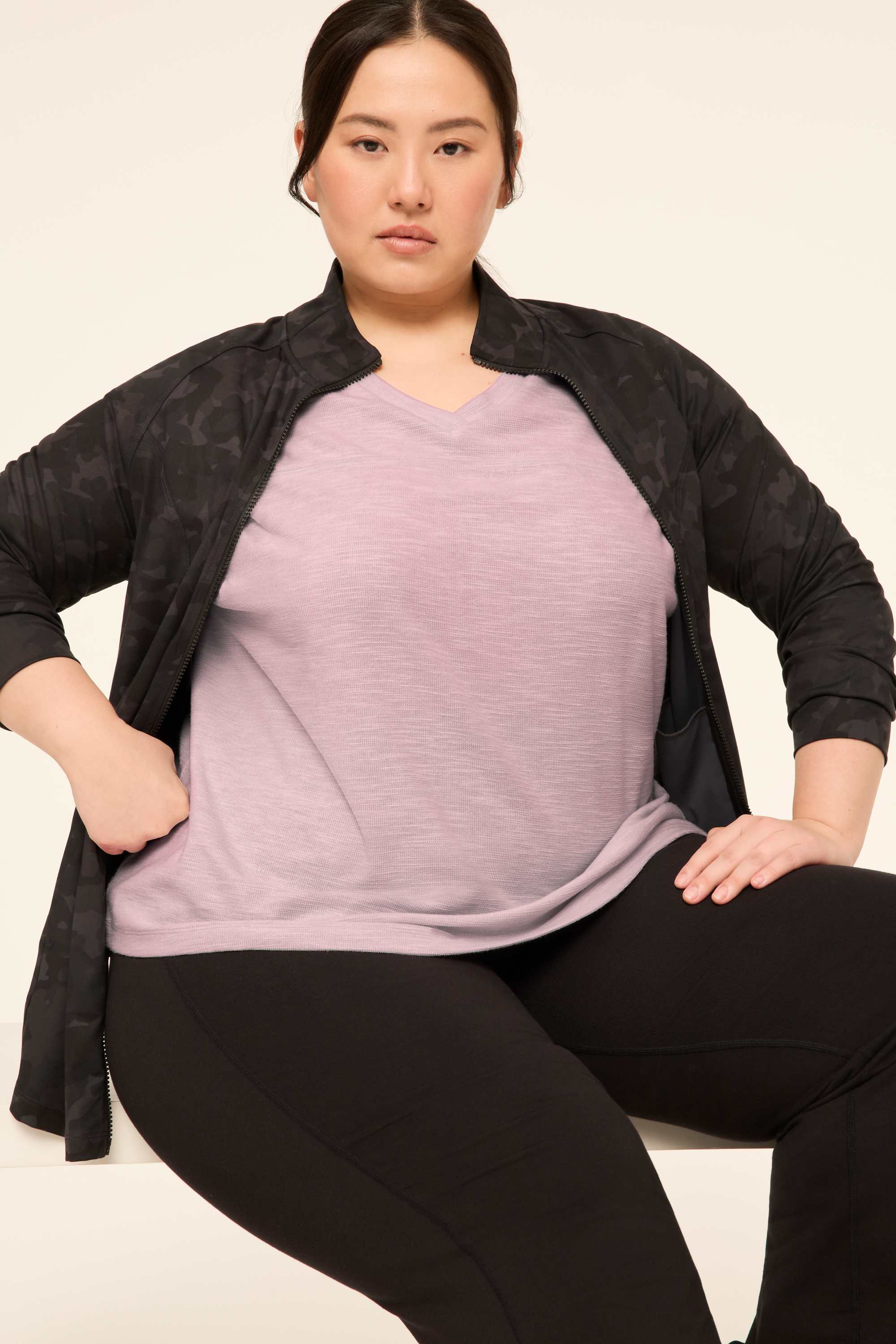 LIVI Textured V-Neck Top