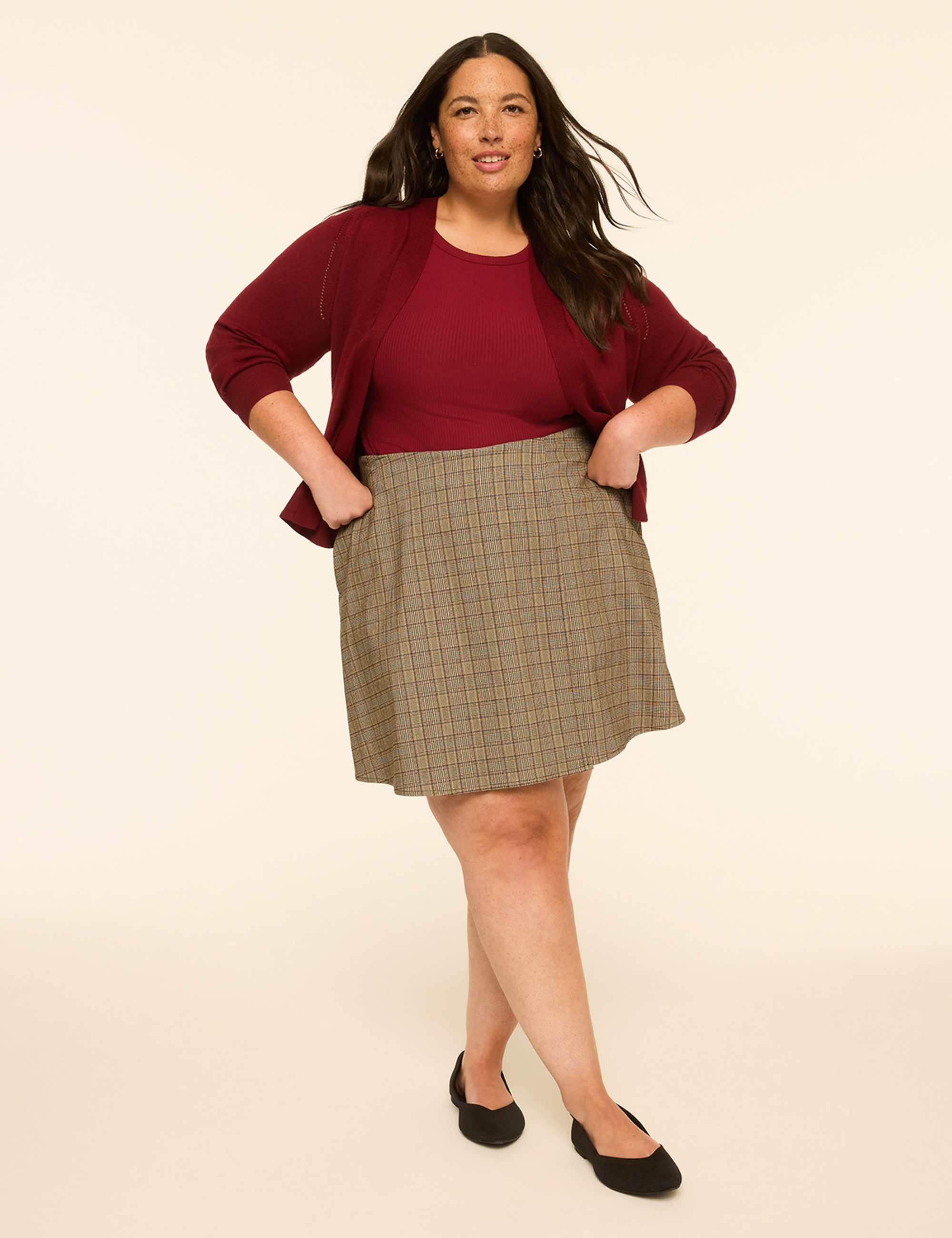 Plaid Faux-Wrap Mini Skort