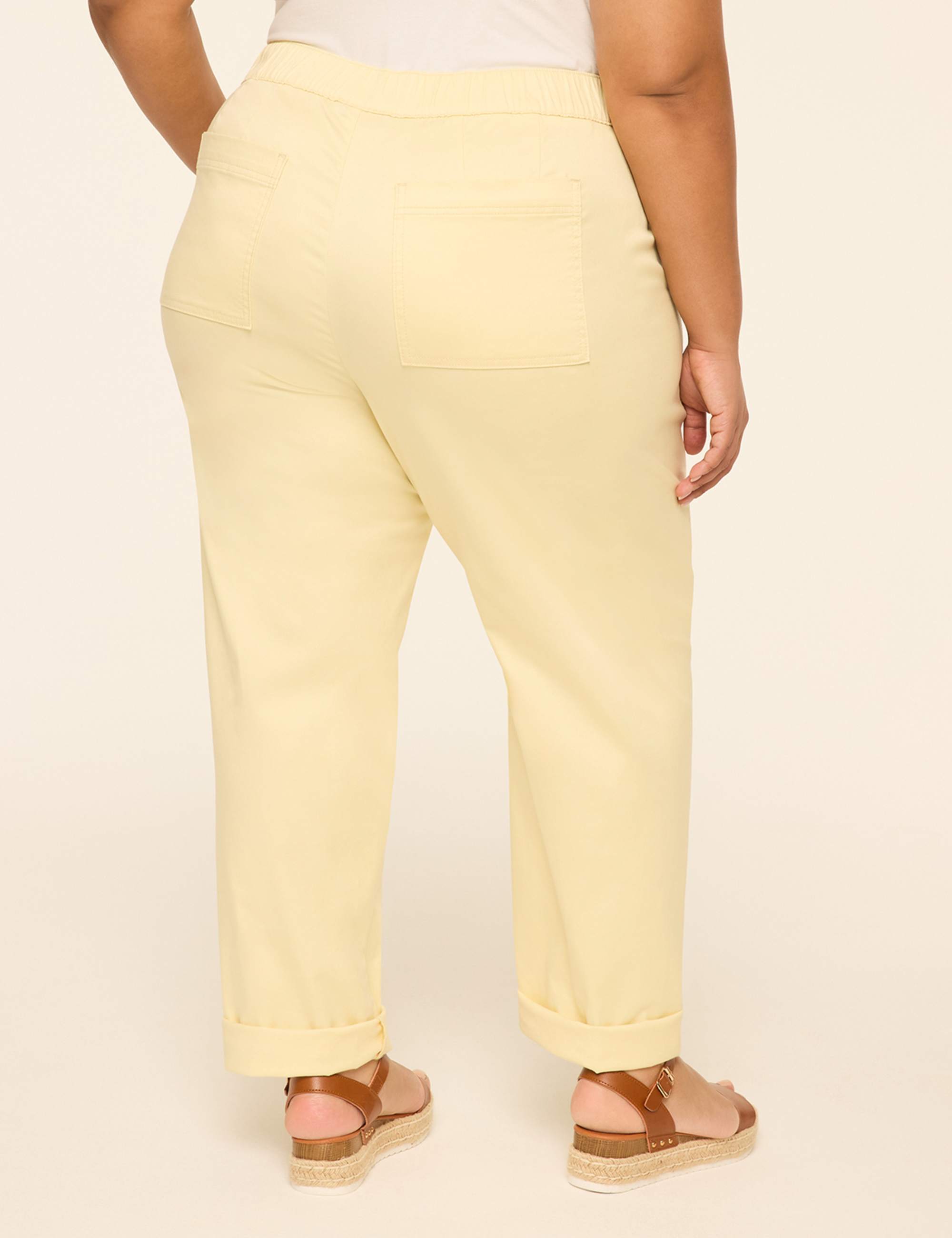 Pull-On Sateen Chino Ankle Pant