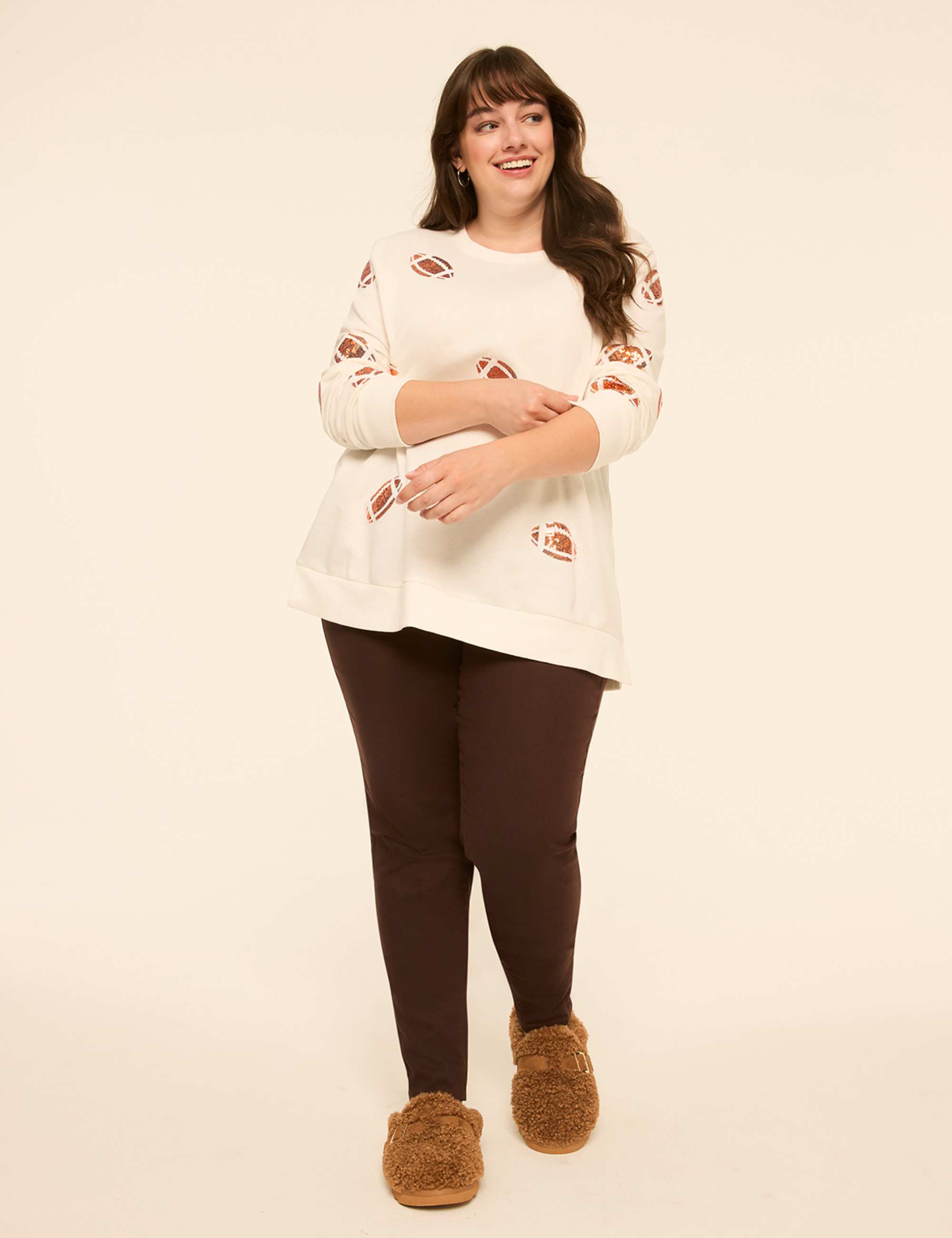 Sequin Footballs Graphic Sweatshirt