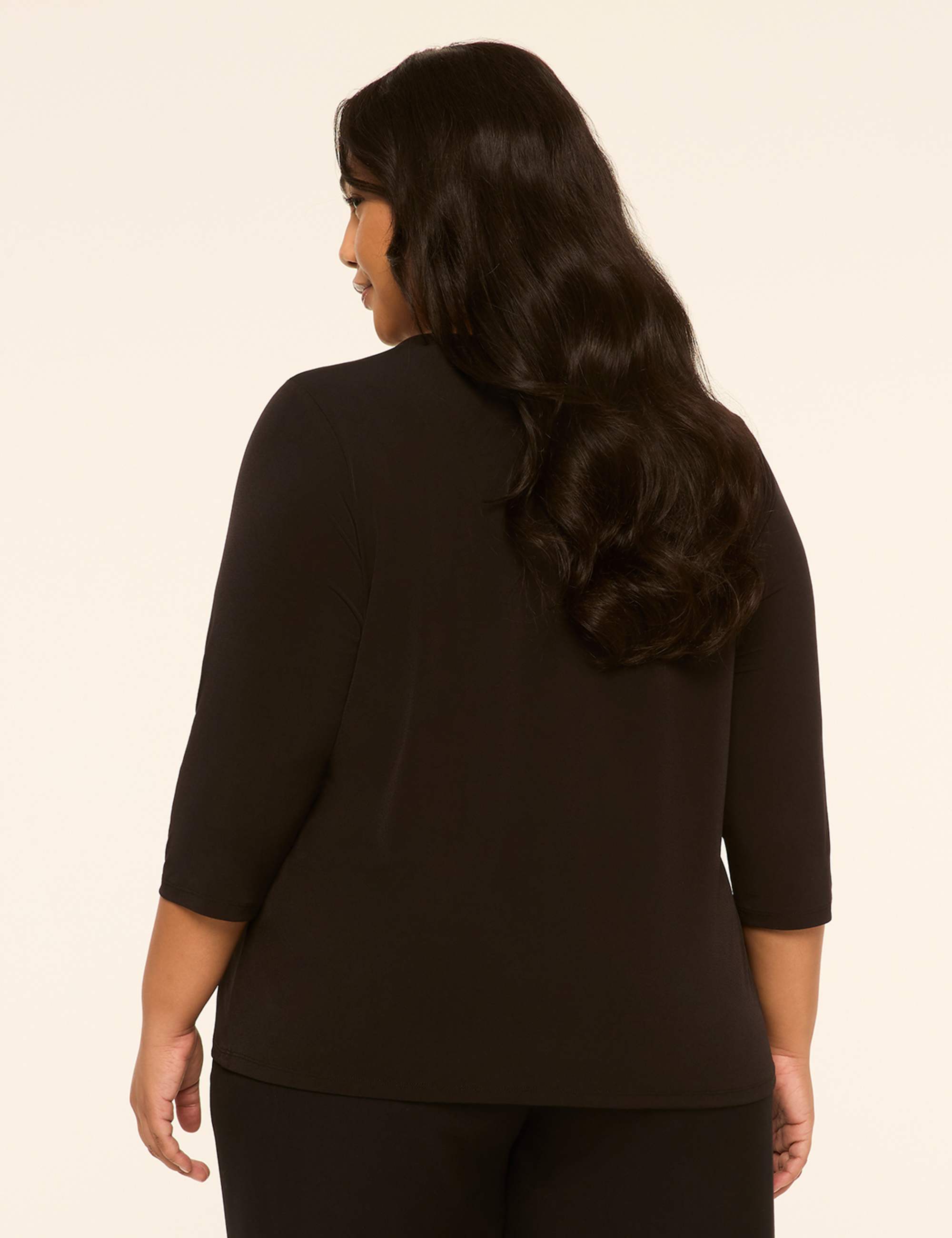 Swing 3/4-Sleeve Pleat-Front Top