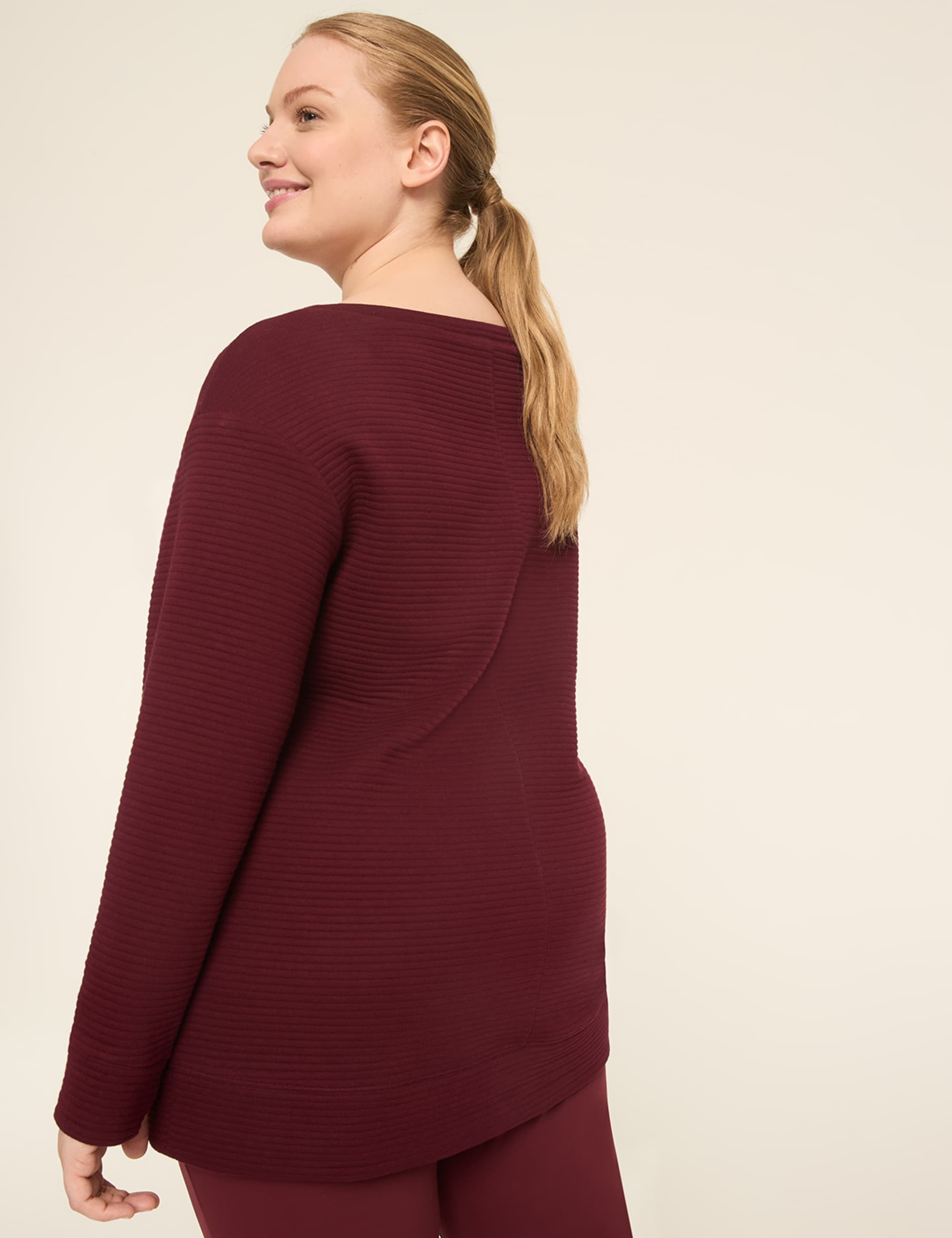 LIVI Long-Sleeve Boatneck Textured Top