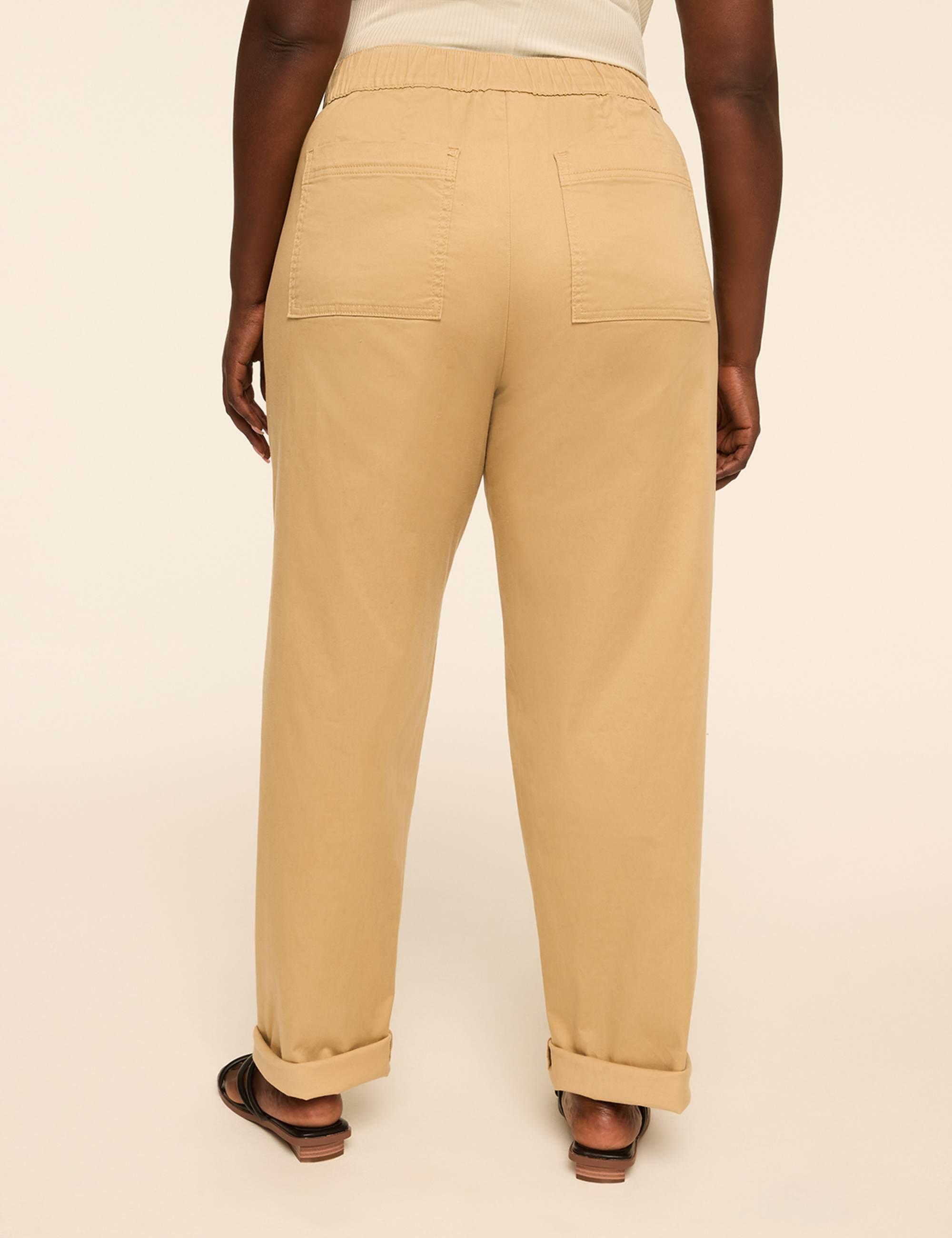 Pull-On Sateen Chino Ankle Pant