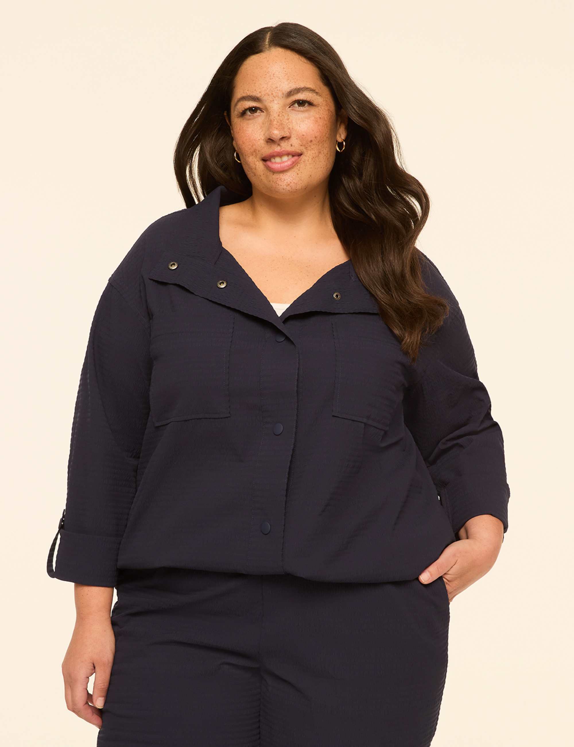 Textured Snap-Front Jacket