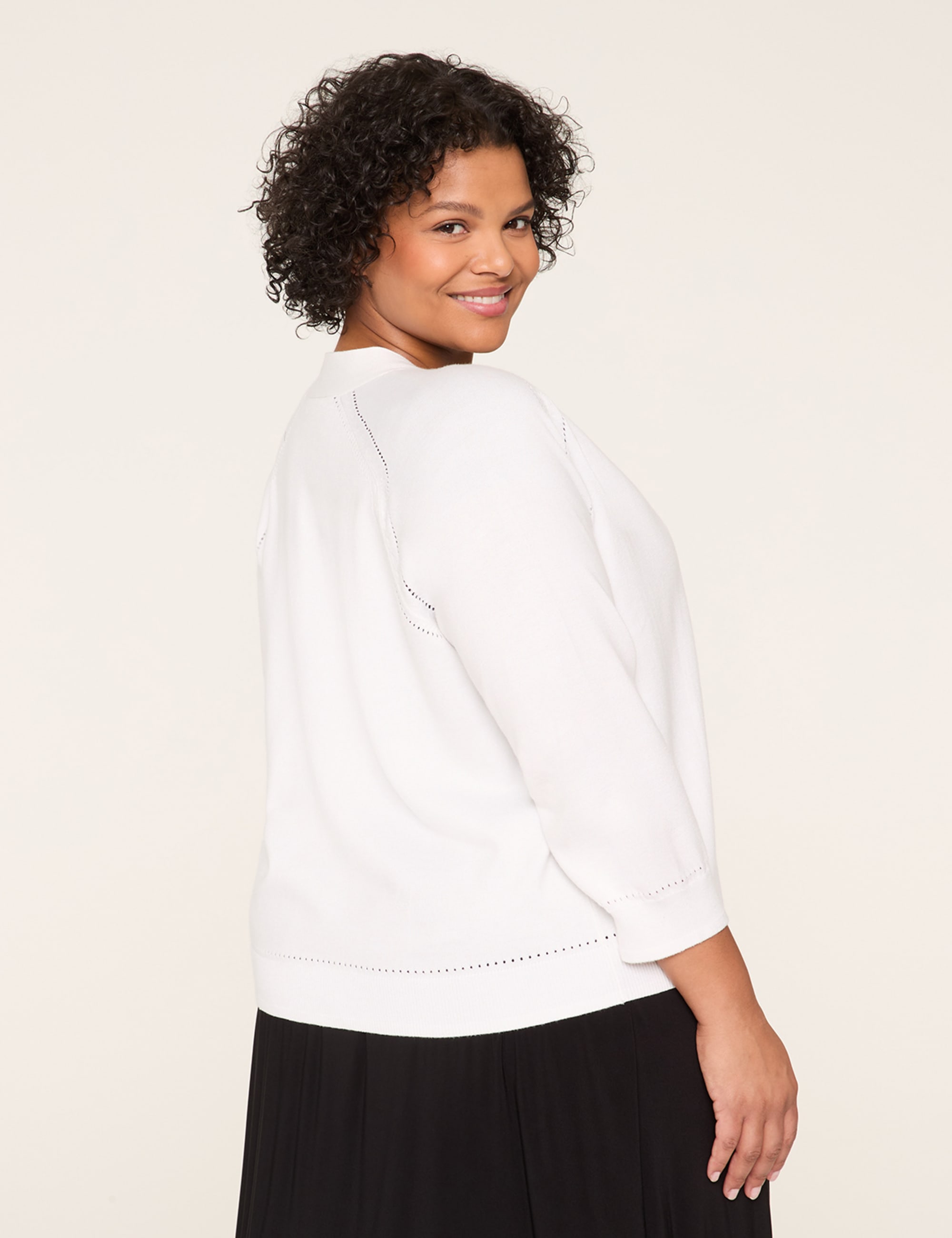 3/4-Sleeve Open-Front Shrug