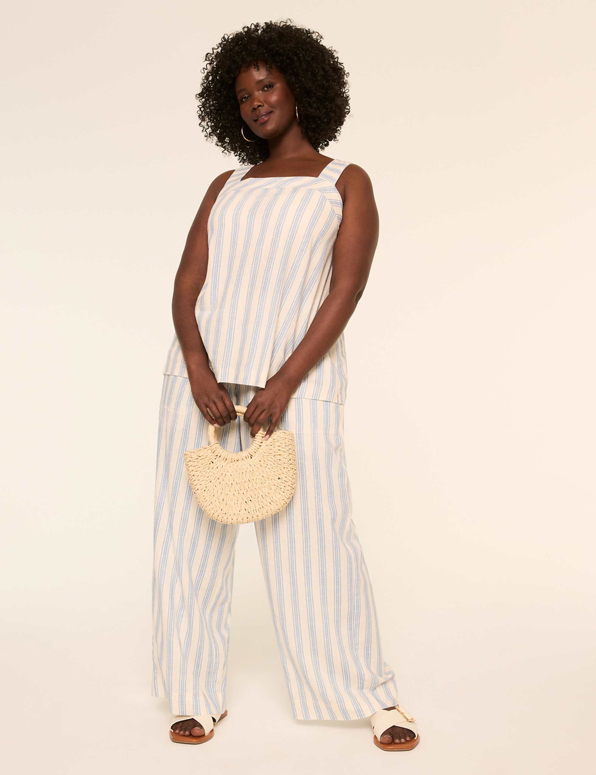 Square-Neck Linen-Blend Tank