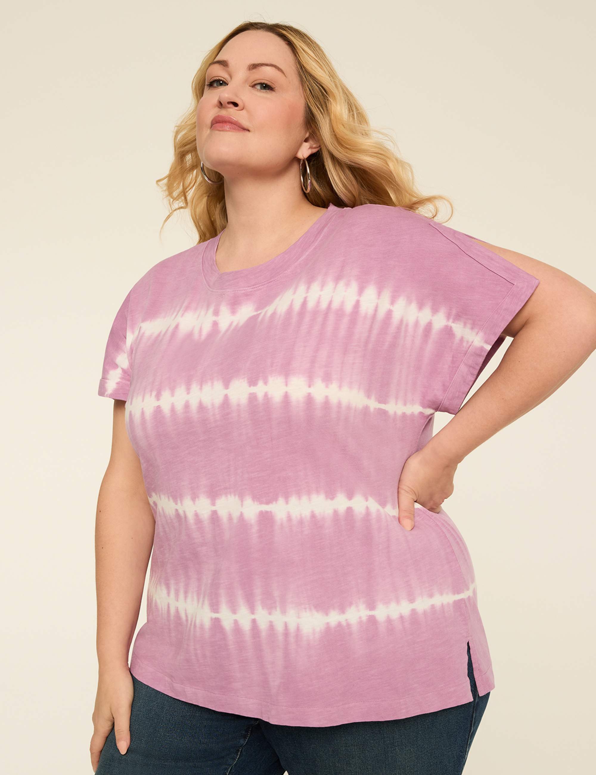Cutaway-Sleeve Crew-Neck Top