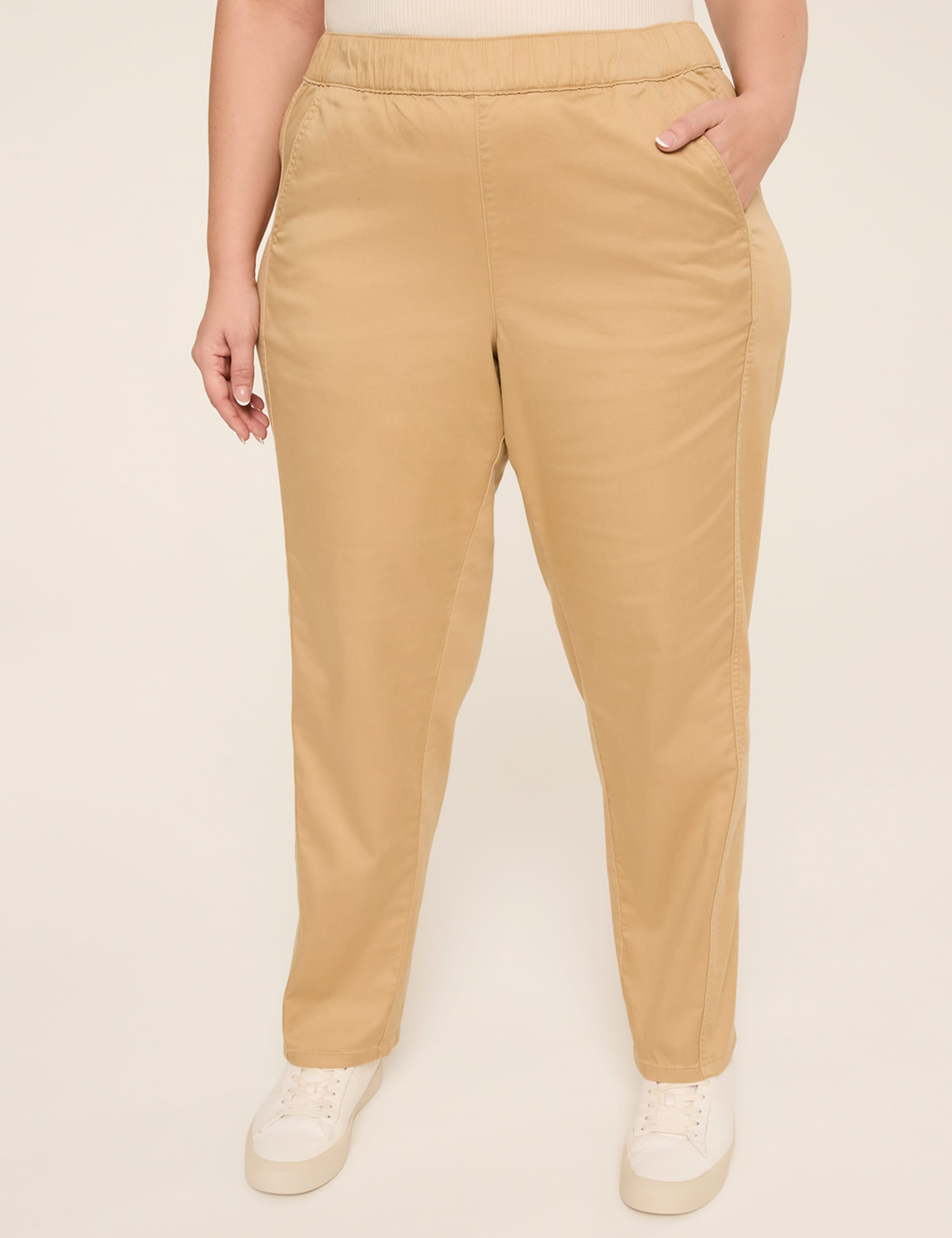 Pull-On Sateen Chino Ankle Pant