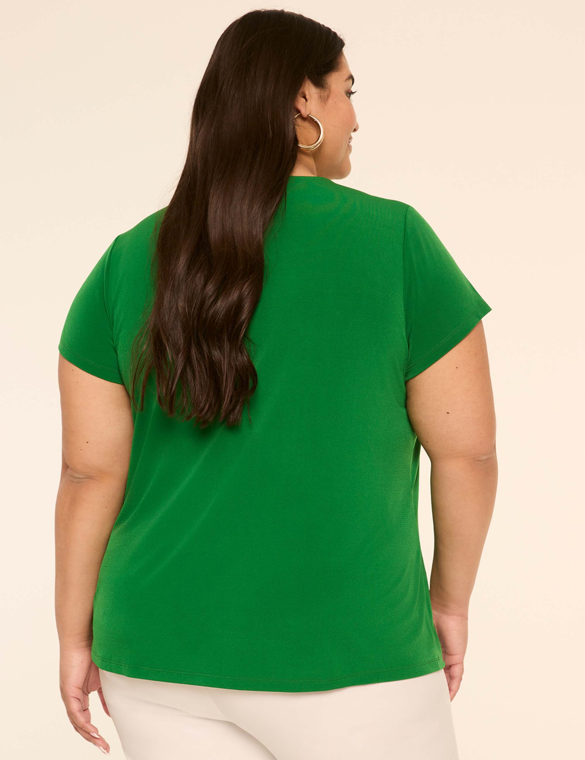Swing Cap-Sleeve Pleat-Front Top