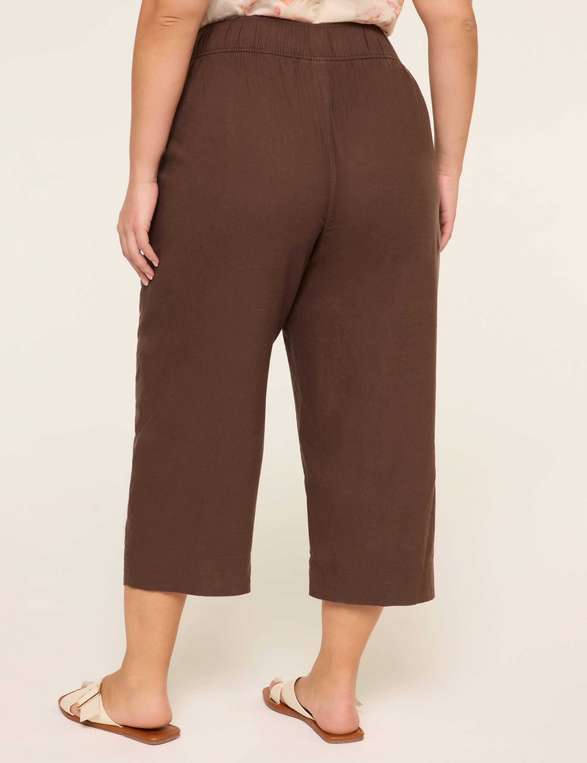 Linen-Blend Pull-On Straight Capri Pant