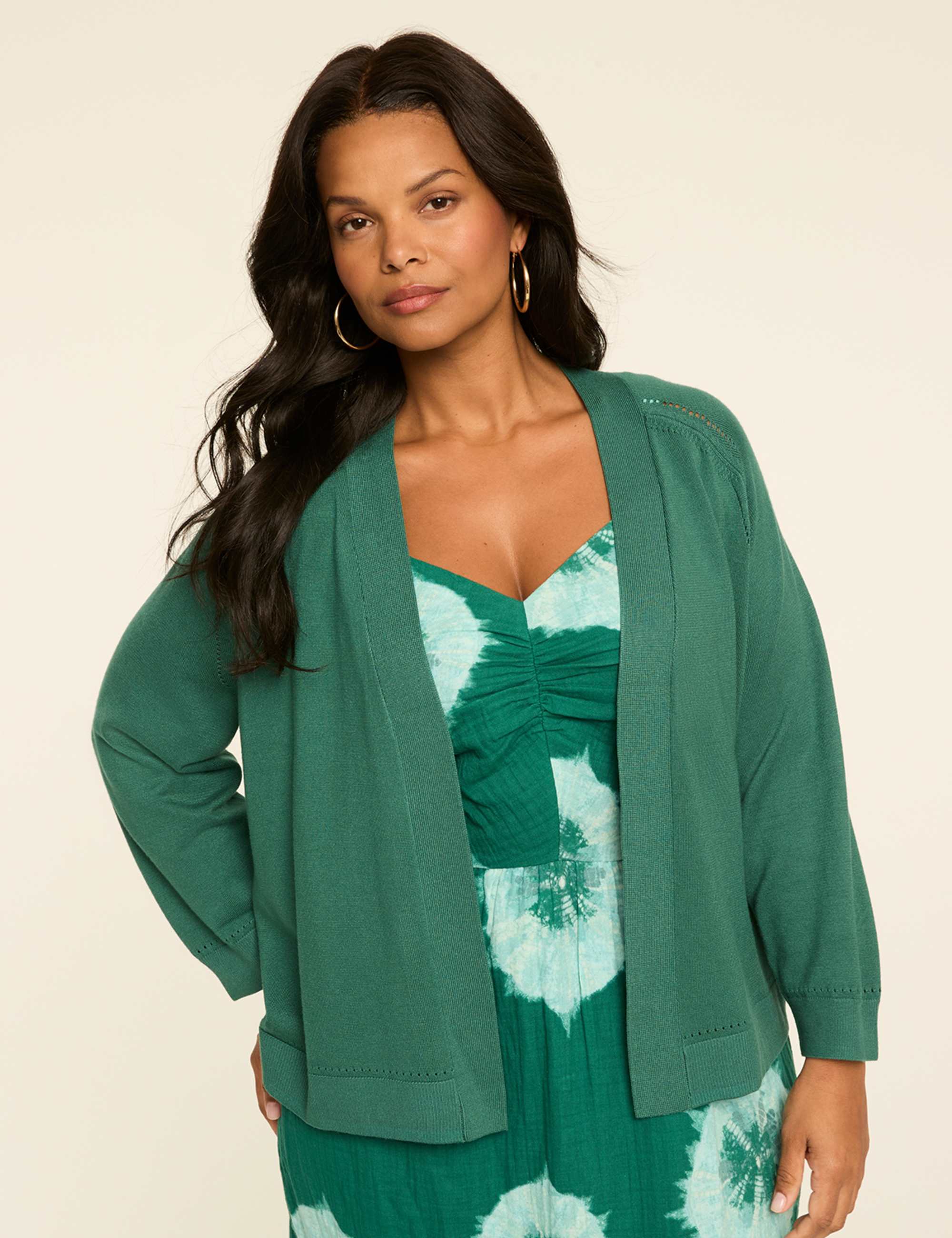 3/4-Sleeve Open-Front Shrug