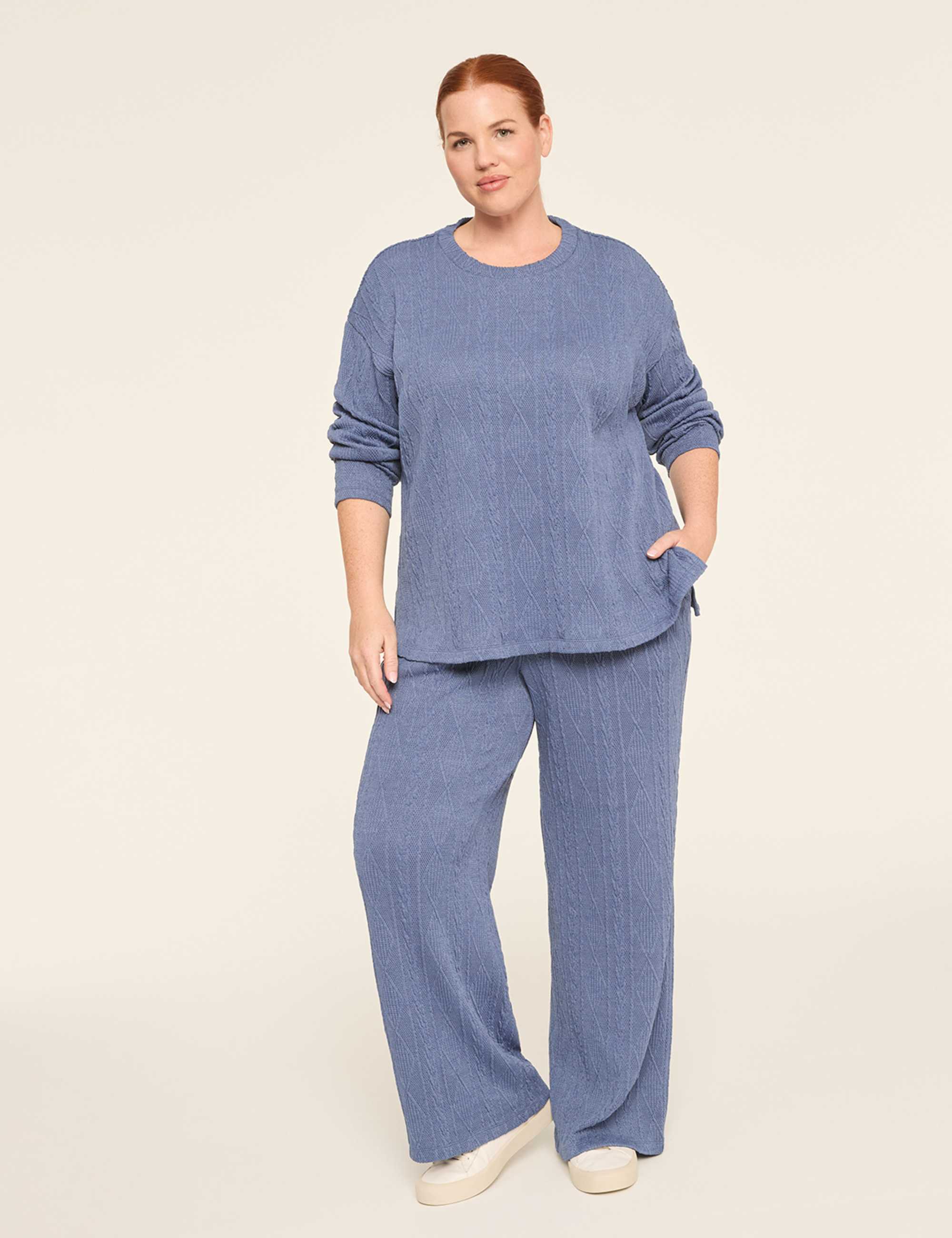 LIVI Long-Sleeve Cable Knit Texture Top