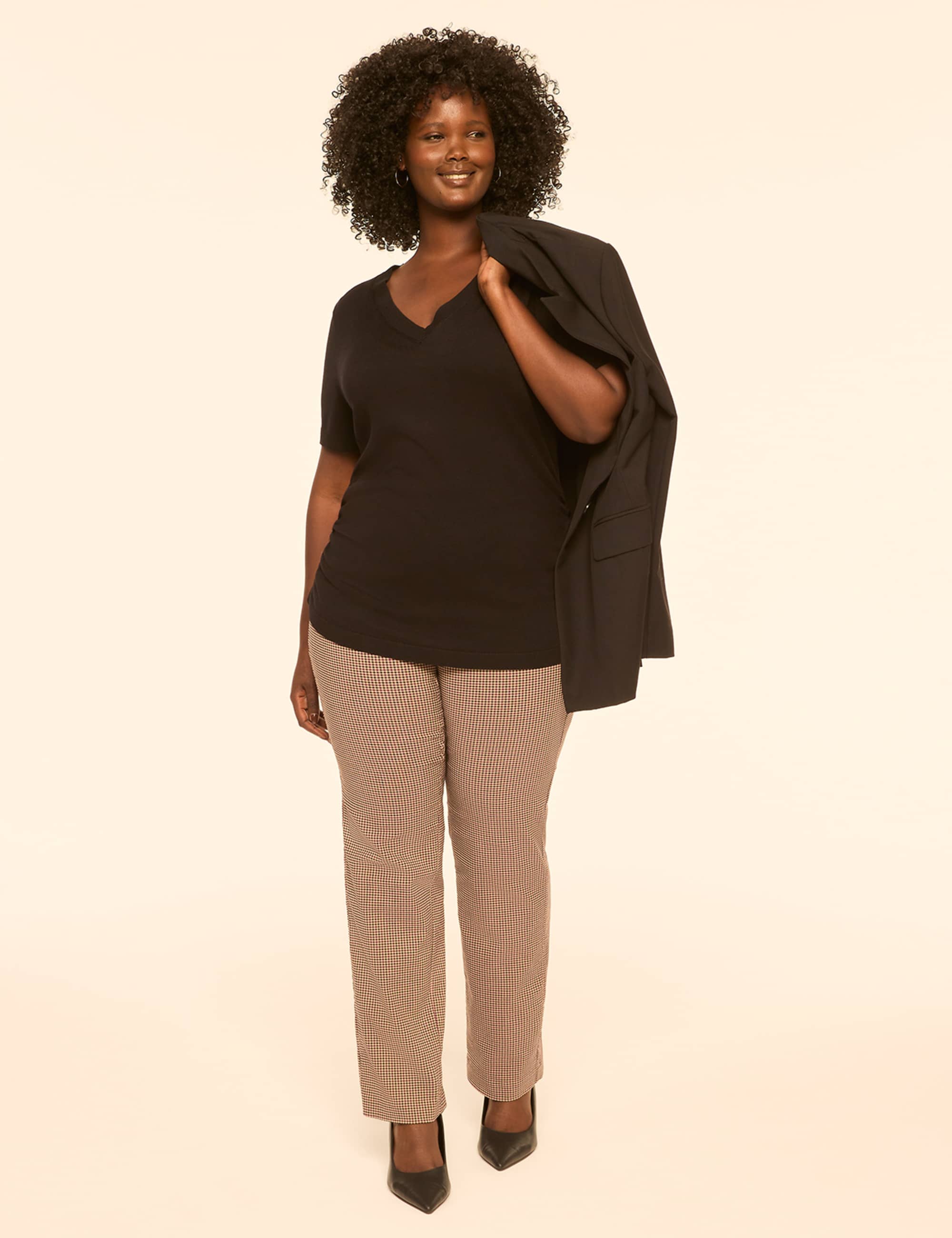 4-Season High-Rise Plaid Straight Leg Pant