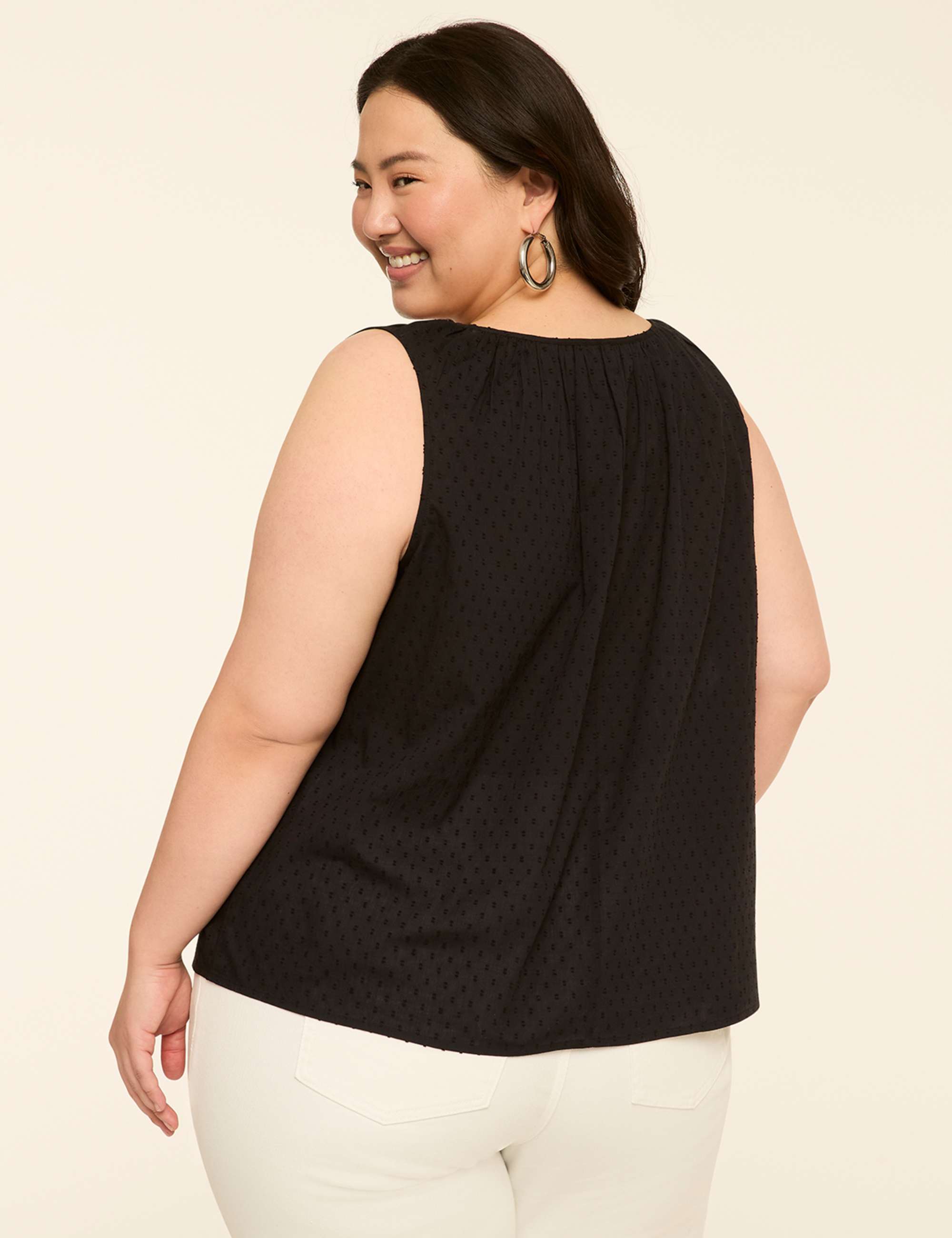 Sleeveless Tie-Neck Blouse