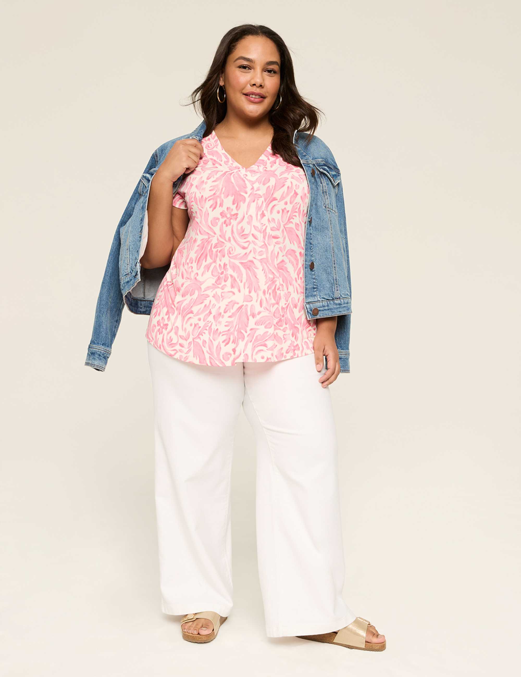 Cap-Sleeve Pleat-Front Top