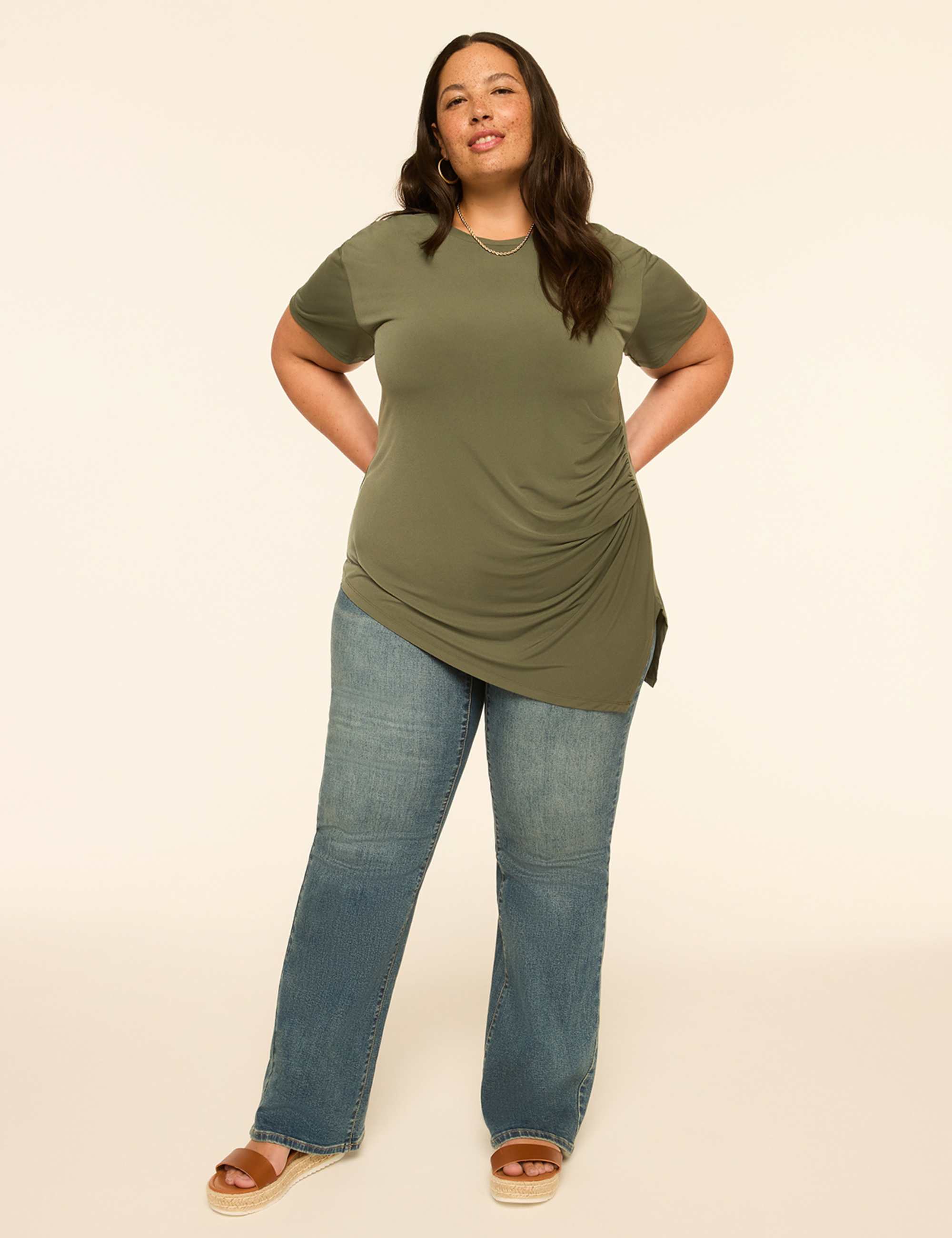 Side-Ruched Asymmetrical-Hem Top