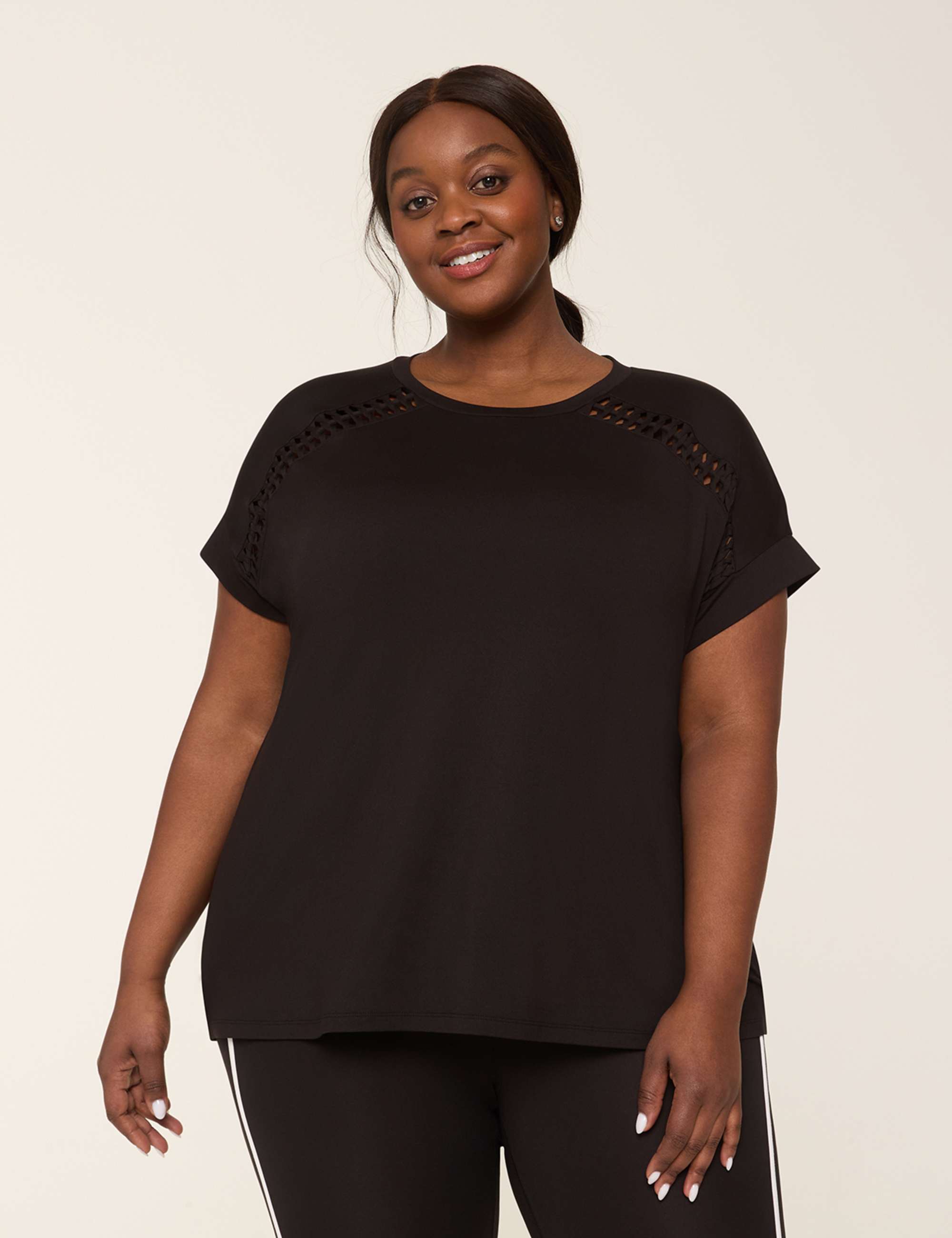 LIVI Soft Macrame-Detail Crew-Neck Tee