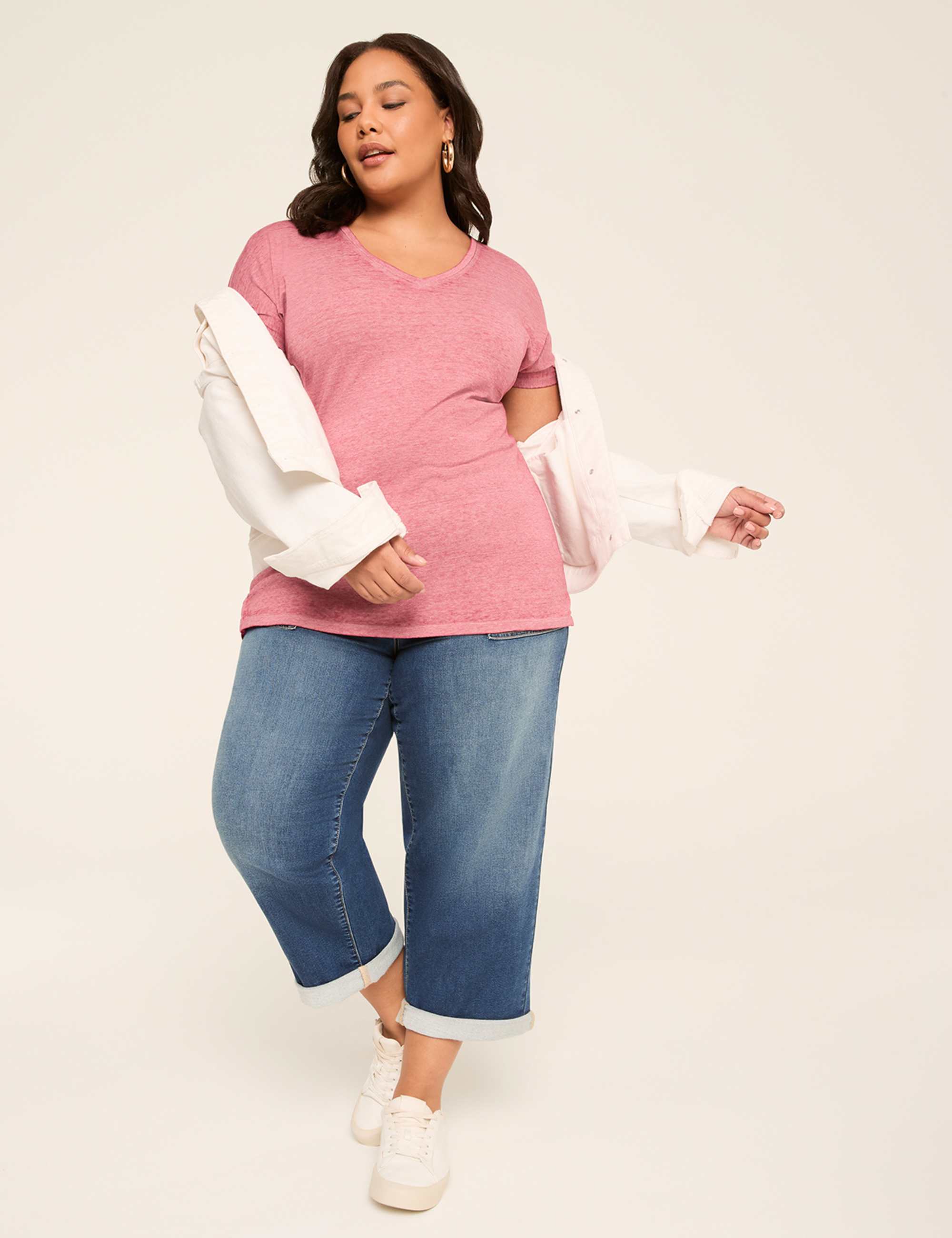 Dolman-Sleeve V-Neck Tee