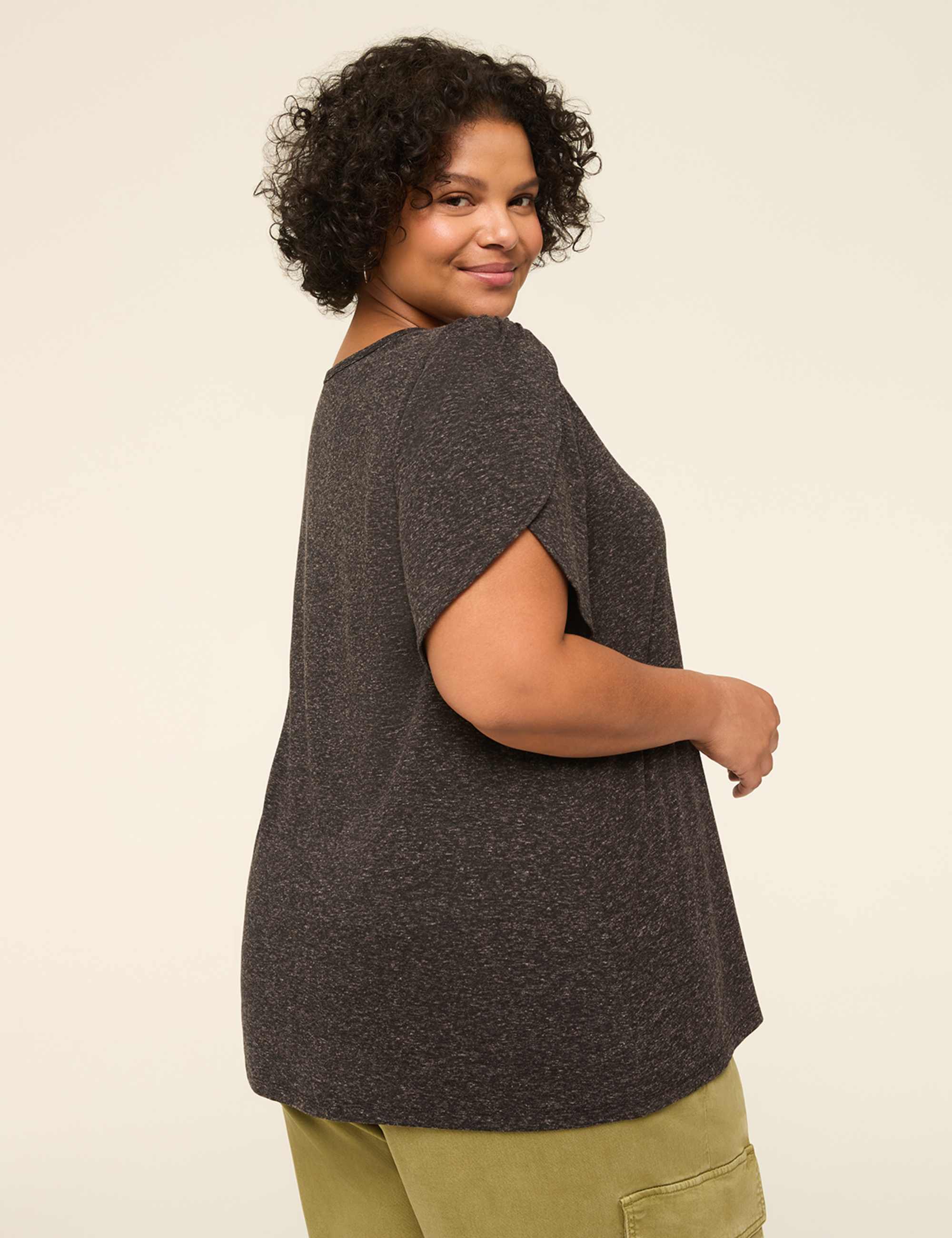 Knit Linen Tulip-Sleeve Top