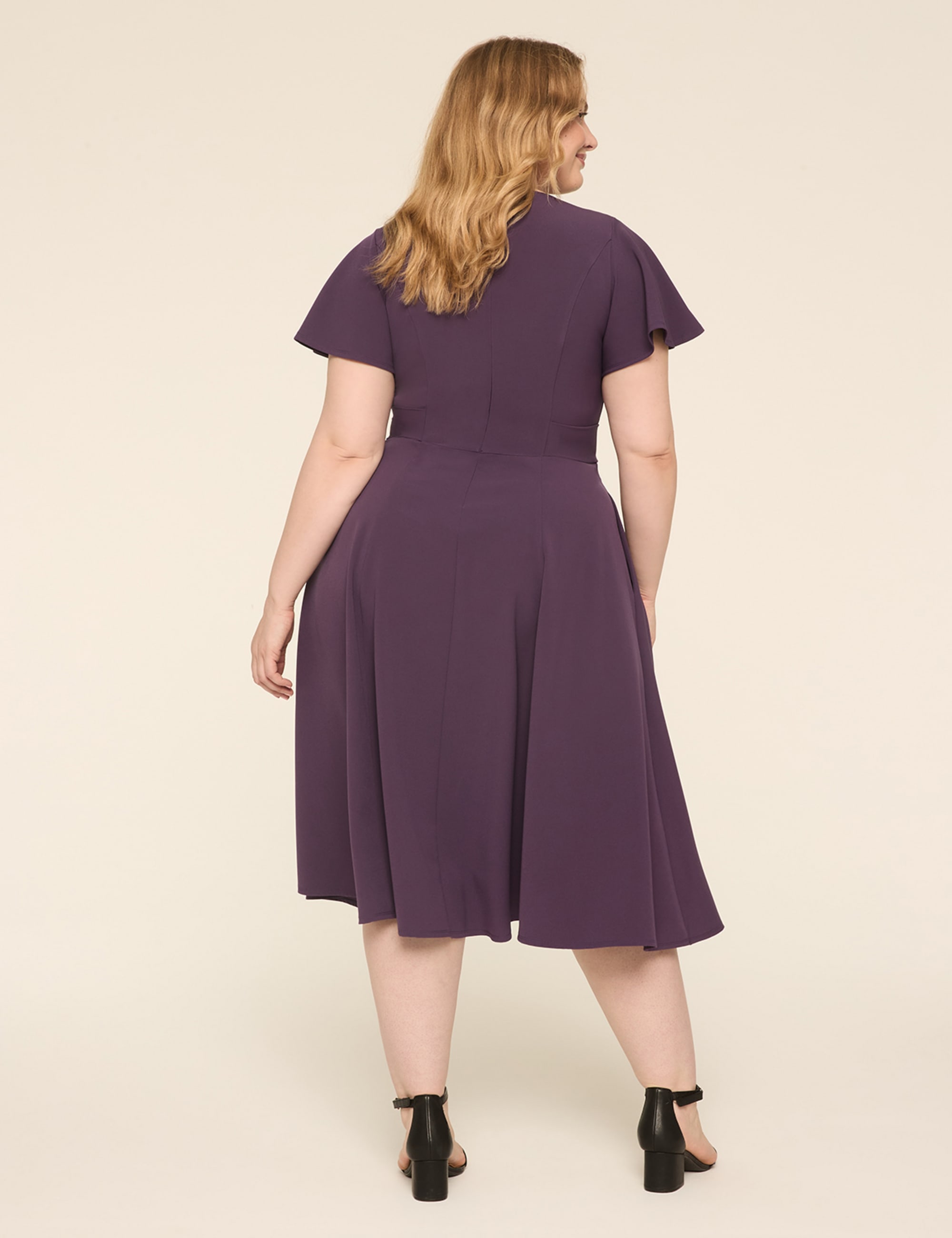 Lena V-Neck Level-Hem Midi Dress