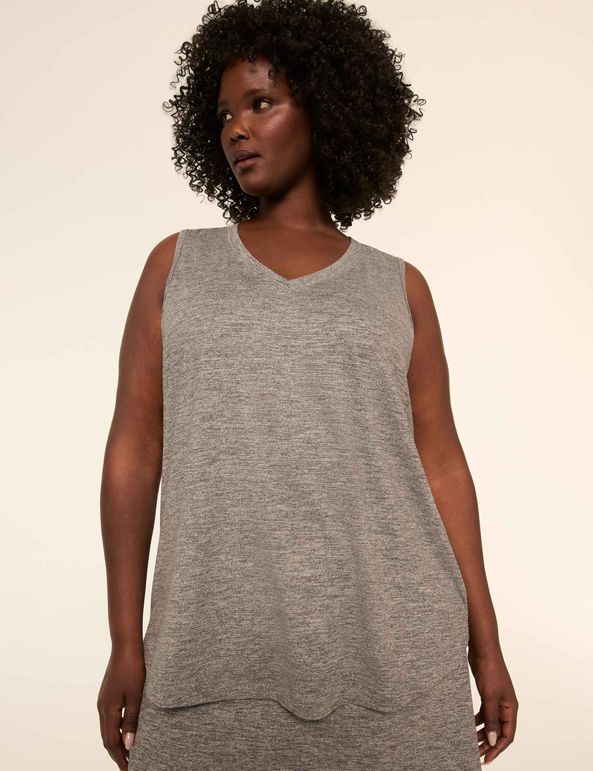 LIVI Soft Marled Ruched-Back Tank