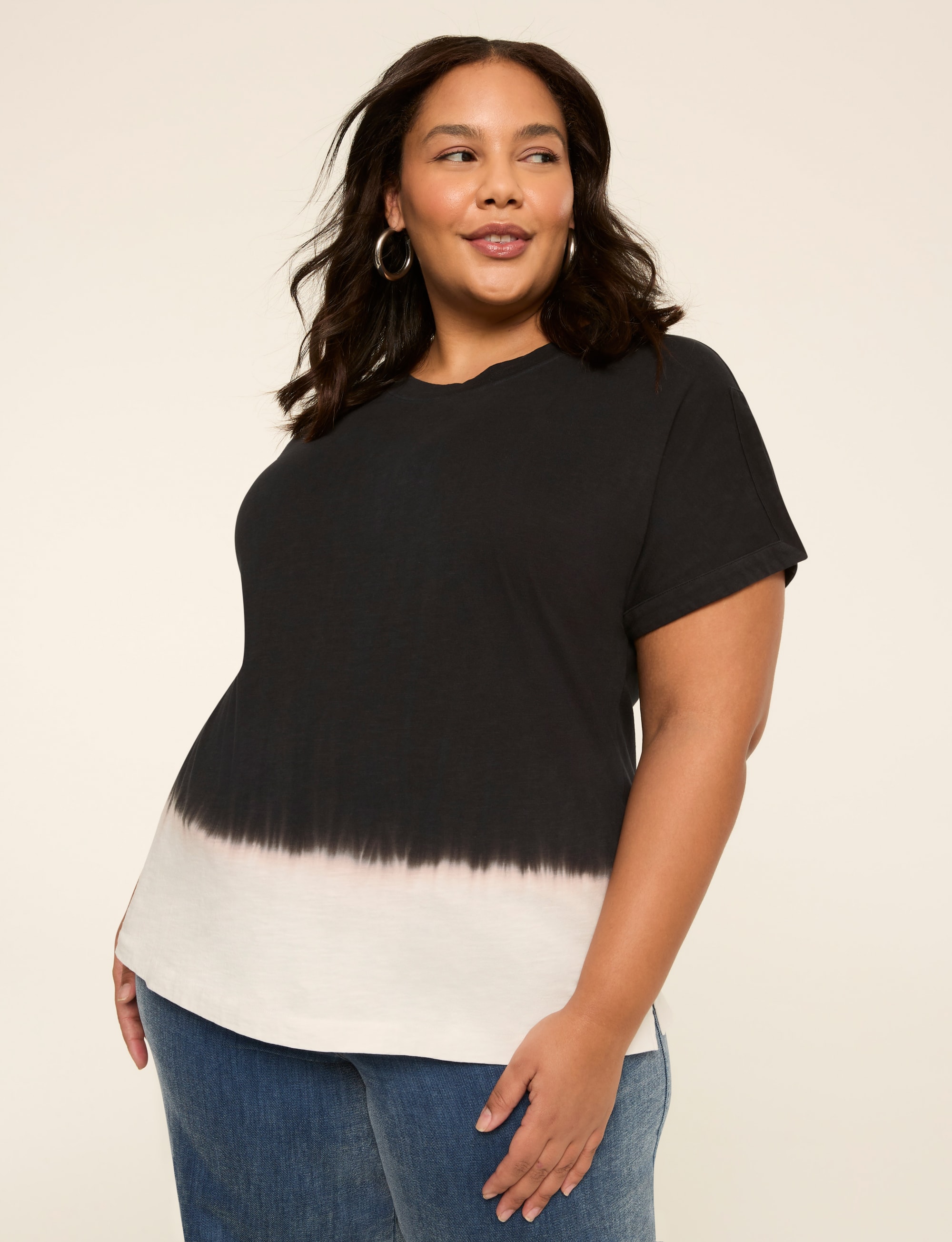 Cutaway-Sleeve Crew-Neck Top
