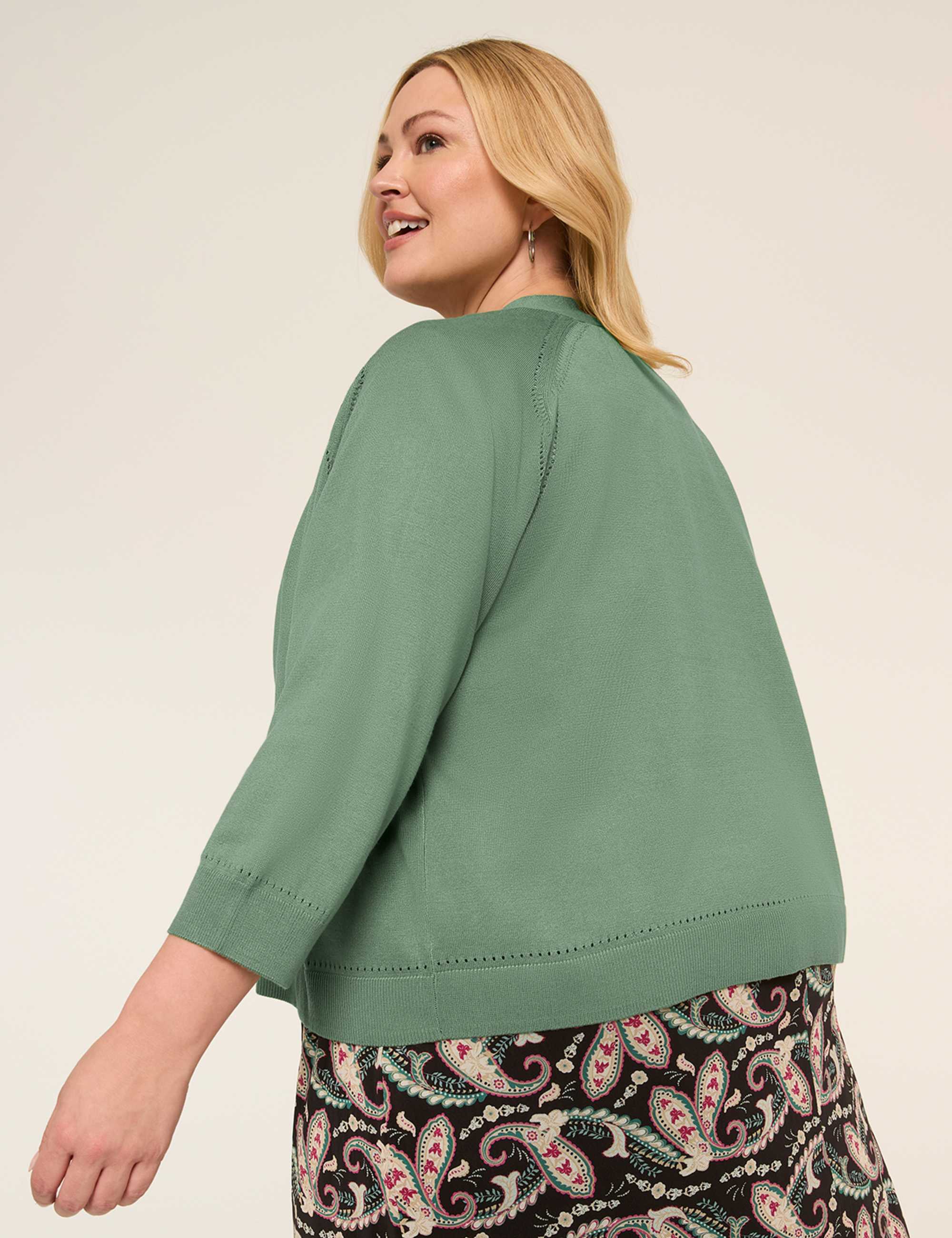 3/4-Sleeve Open-Front Shrug