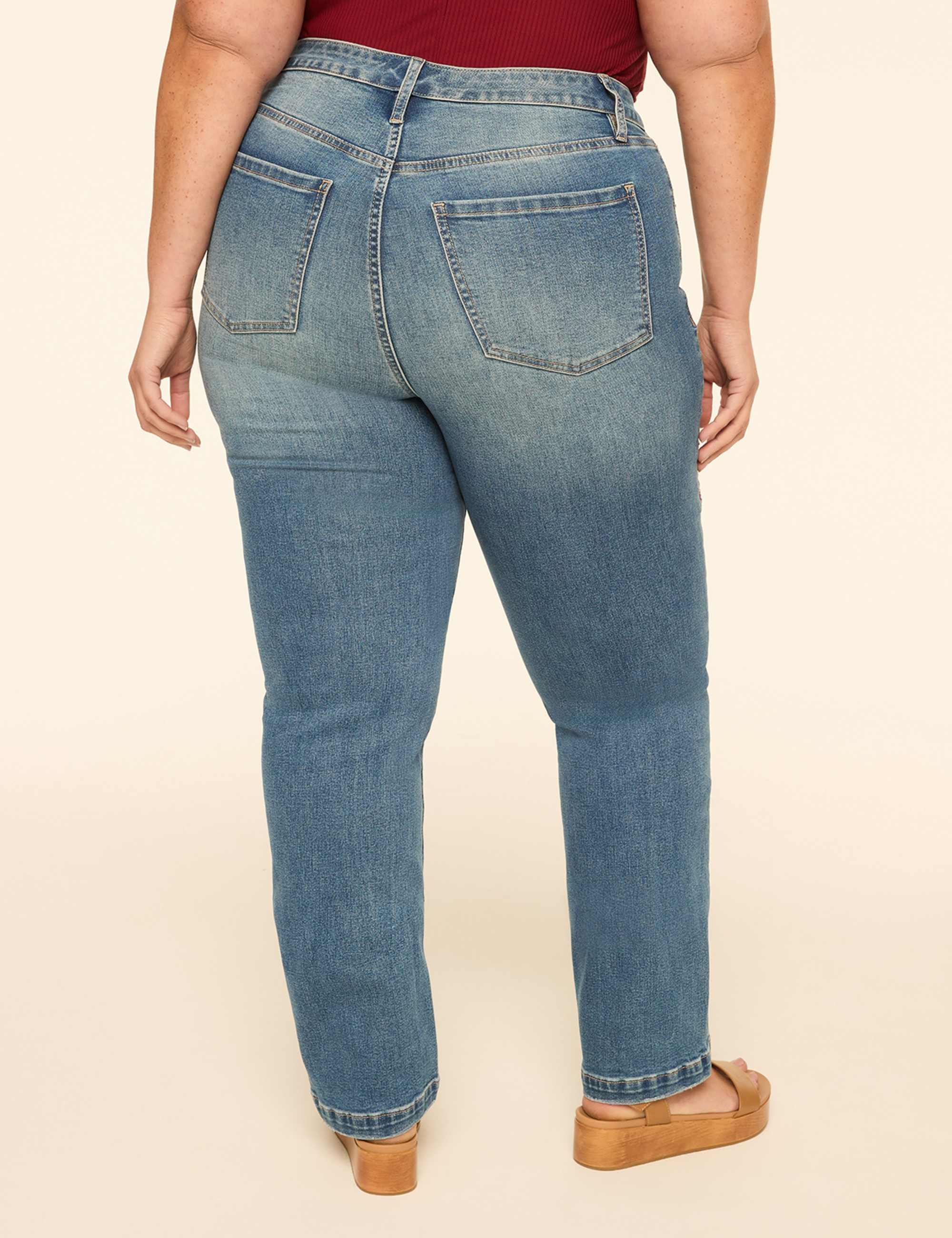 Genius Embroidered Straight Leg Jean