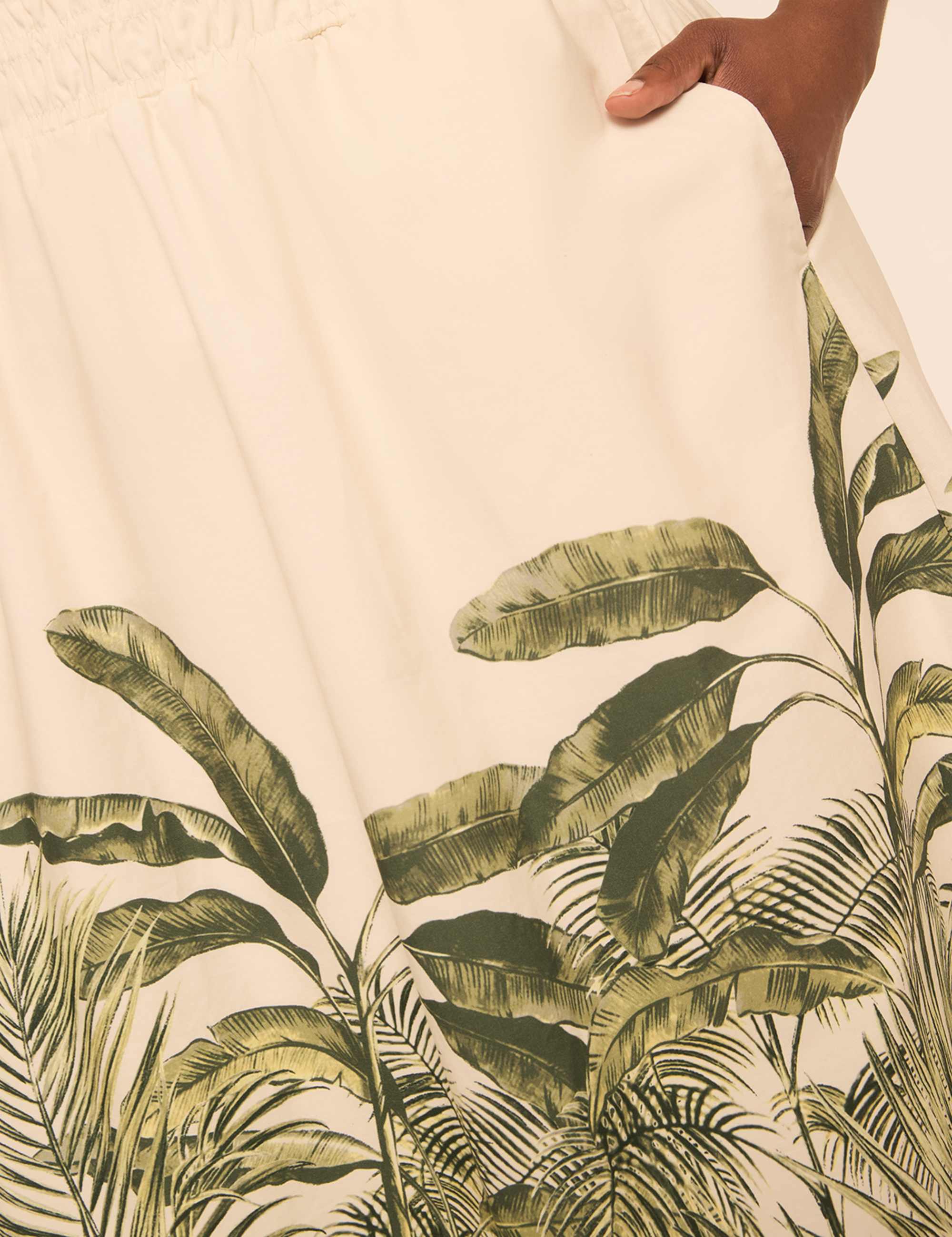 Smocked-Waist Poplin Midi Dress