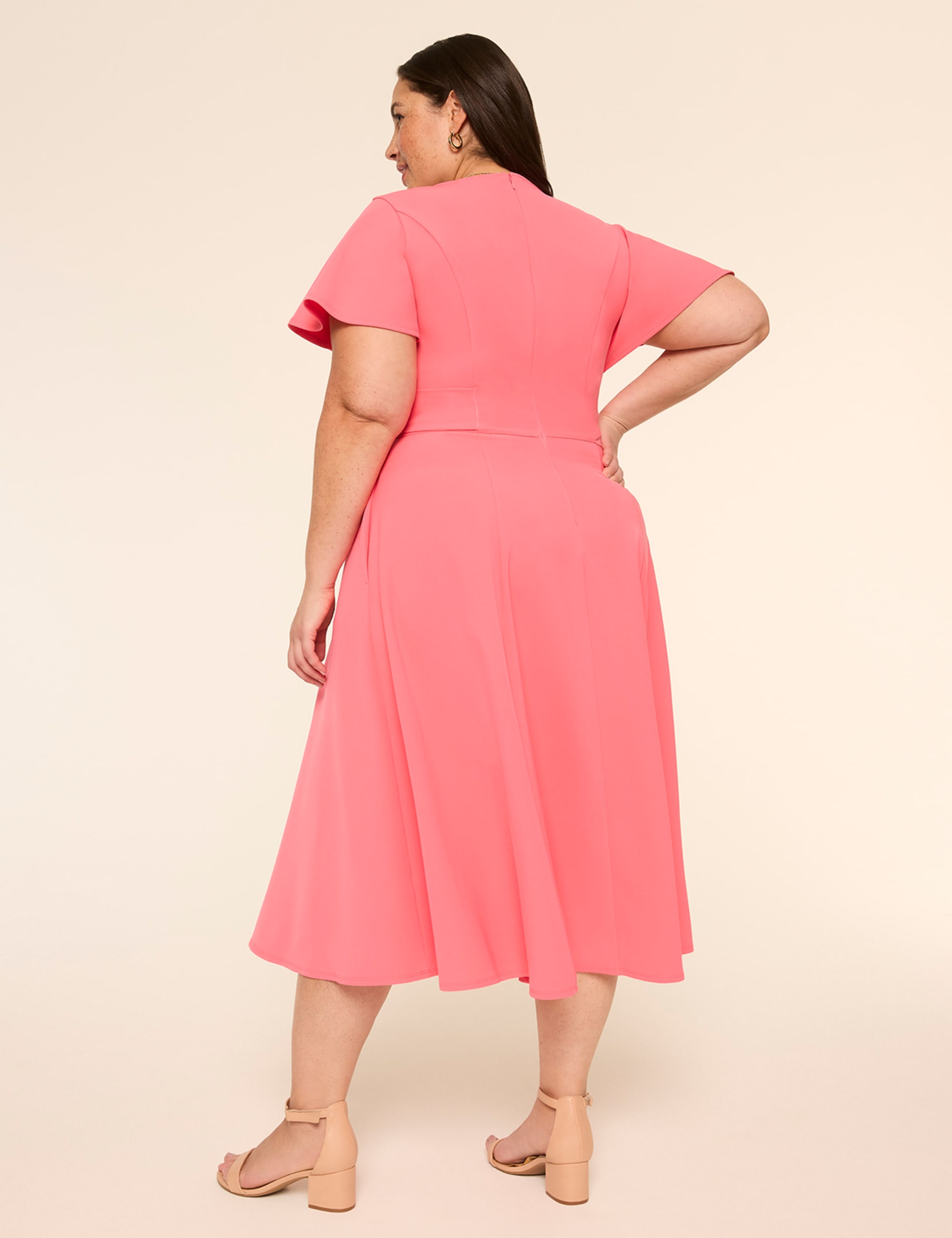 Lena V-Neck Level-Hem Midi Dress