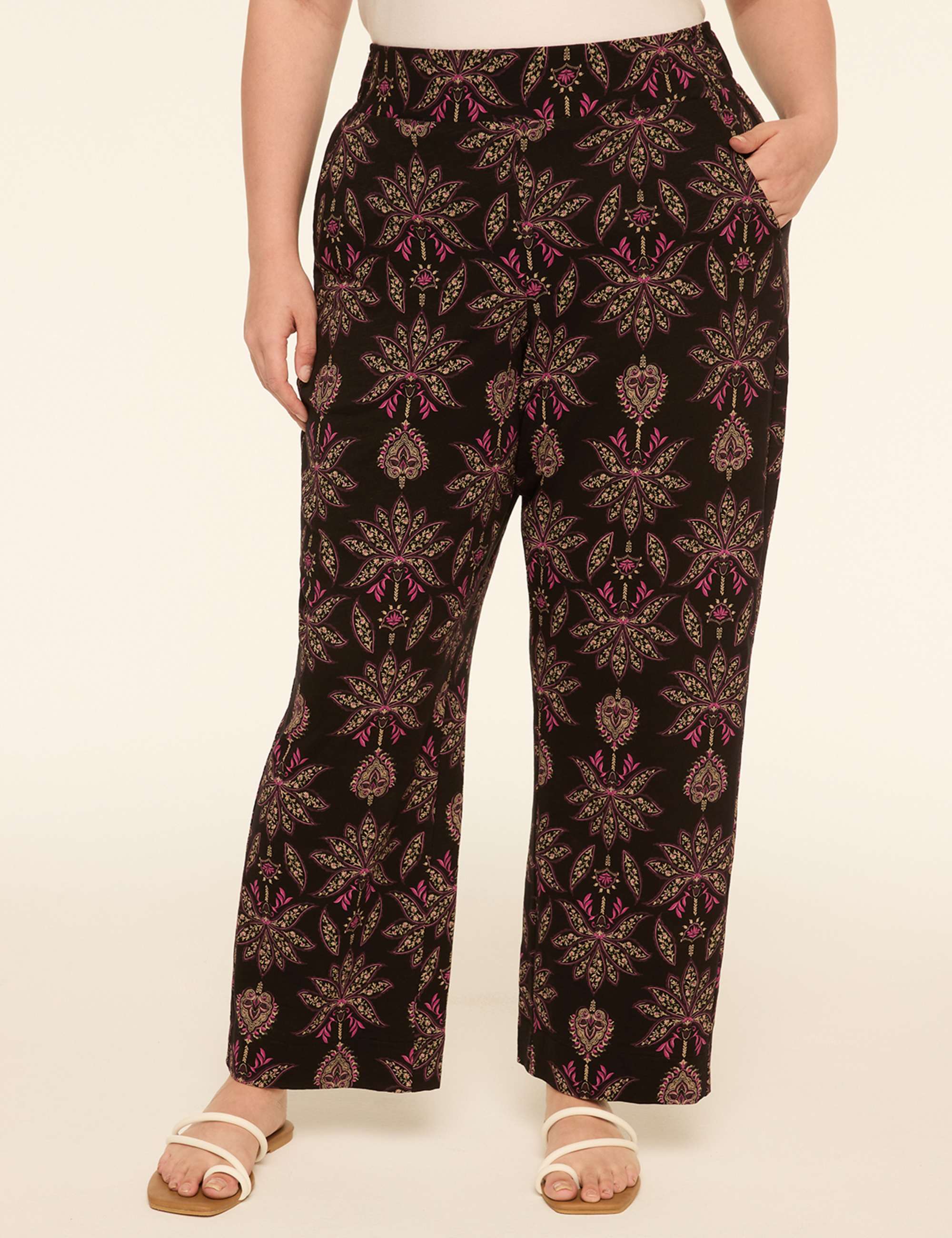 Slub Knit Pull-On Straight Leg Pant