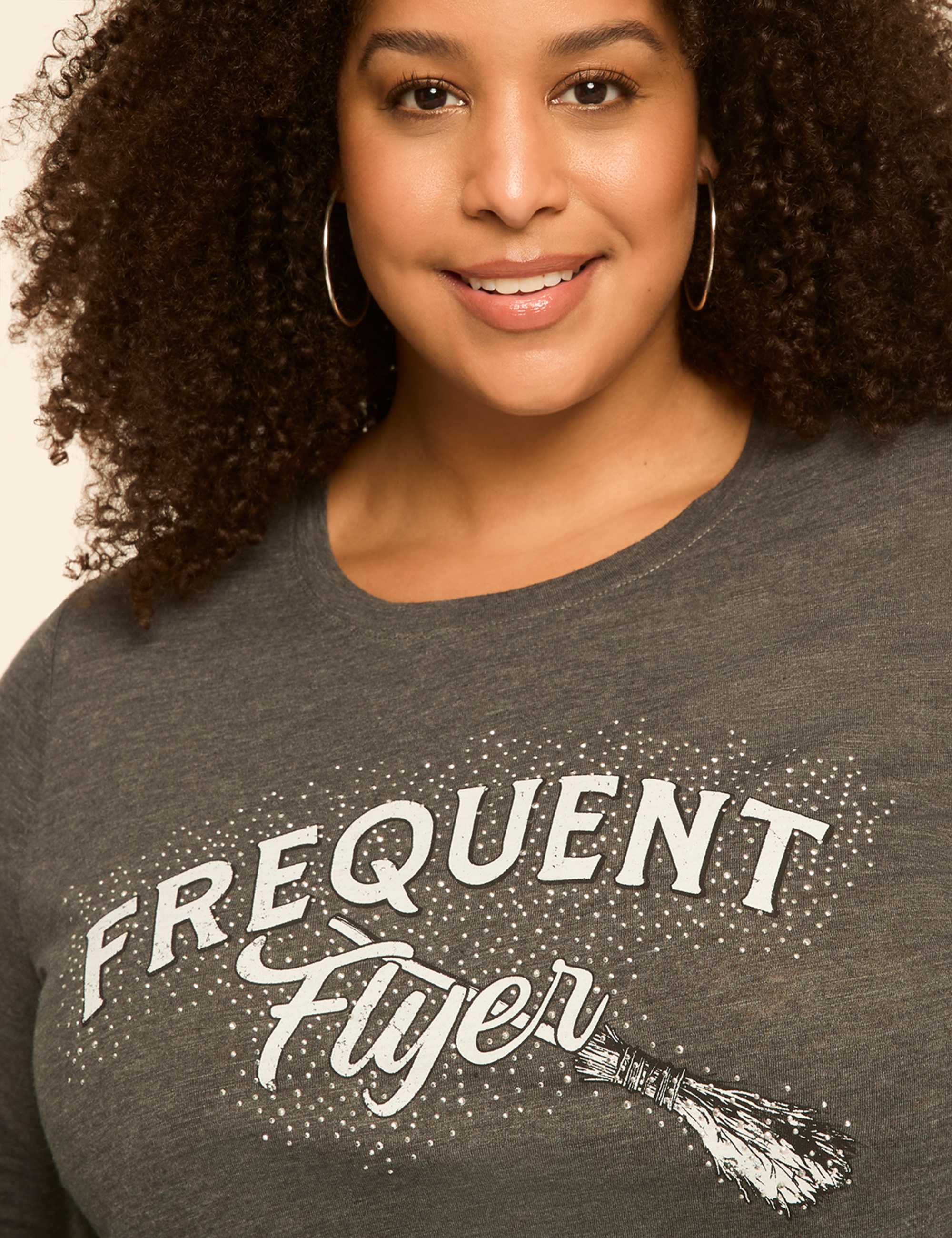 Rhinestone Frequent Flyer Long-Sleeve Graphic Tee