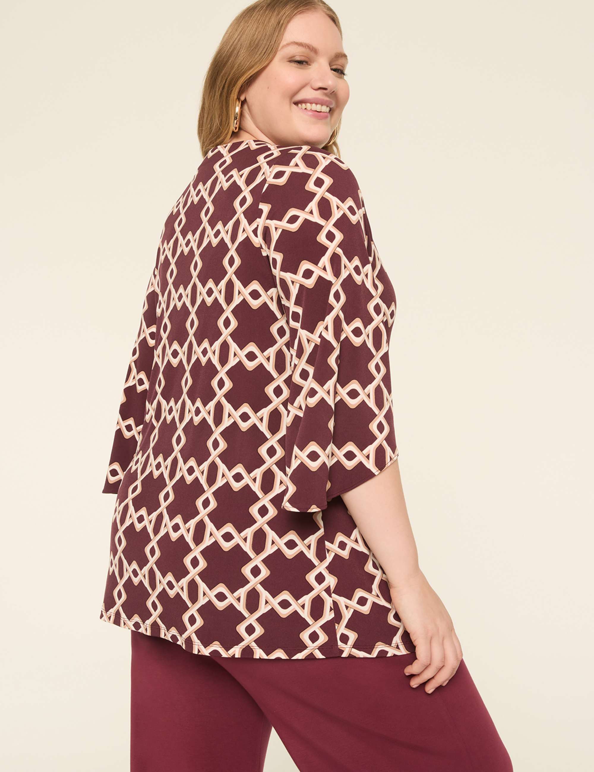 3/4-Sleeve V-Neck Tunic Top