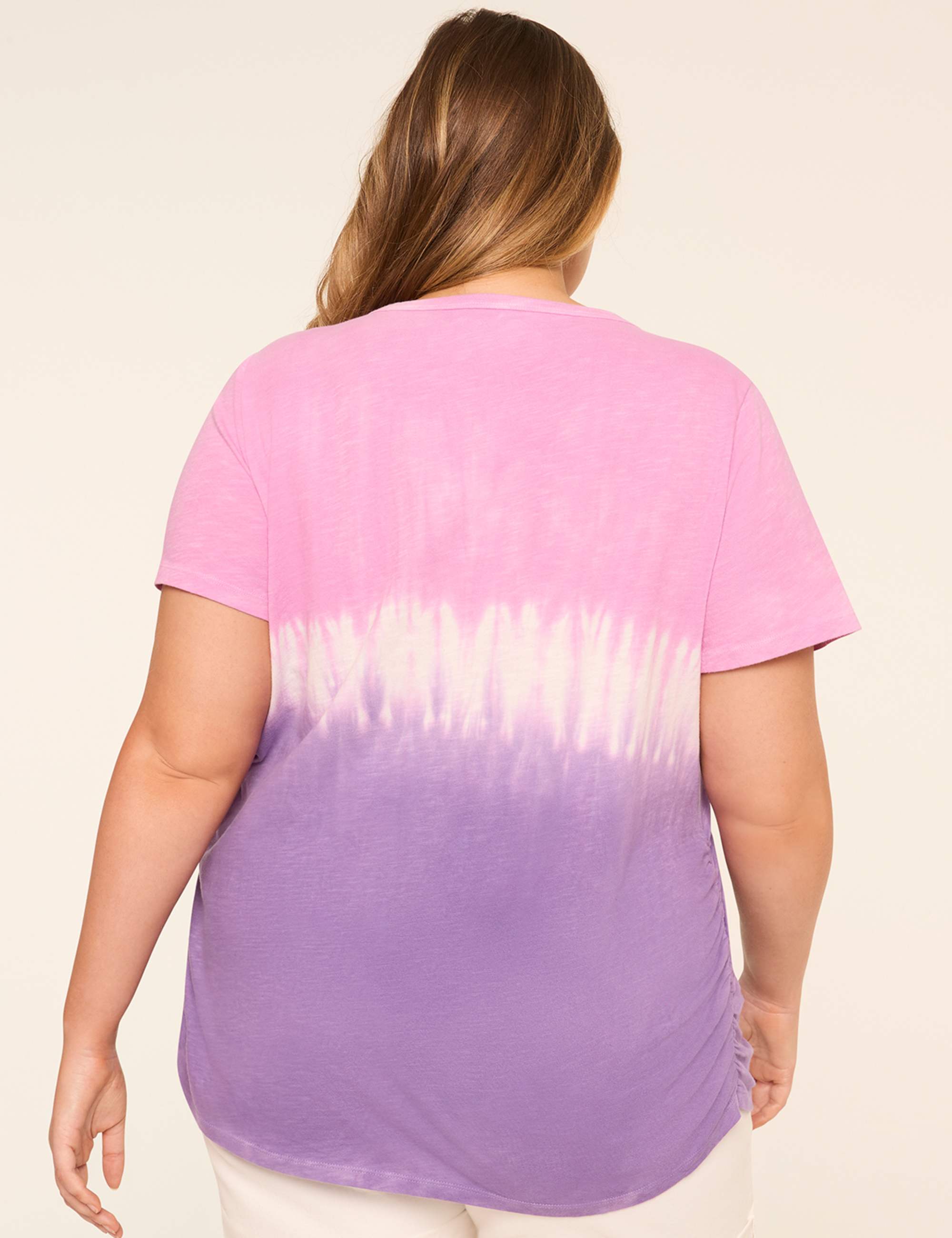 Short-Sleeve V-Neck Side-Ruched Tee