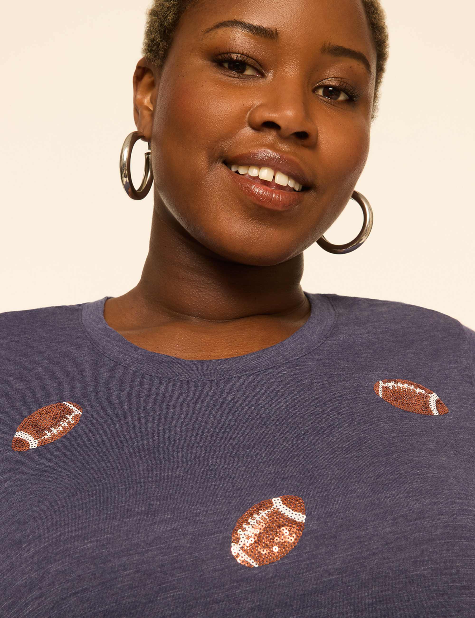 Sequin Footballs Graphic Tee