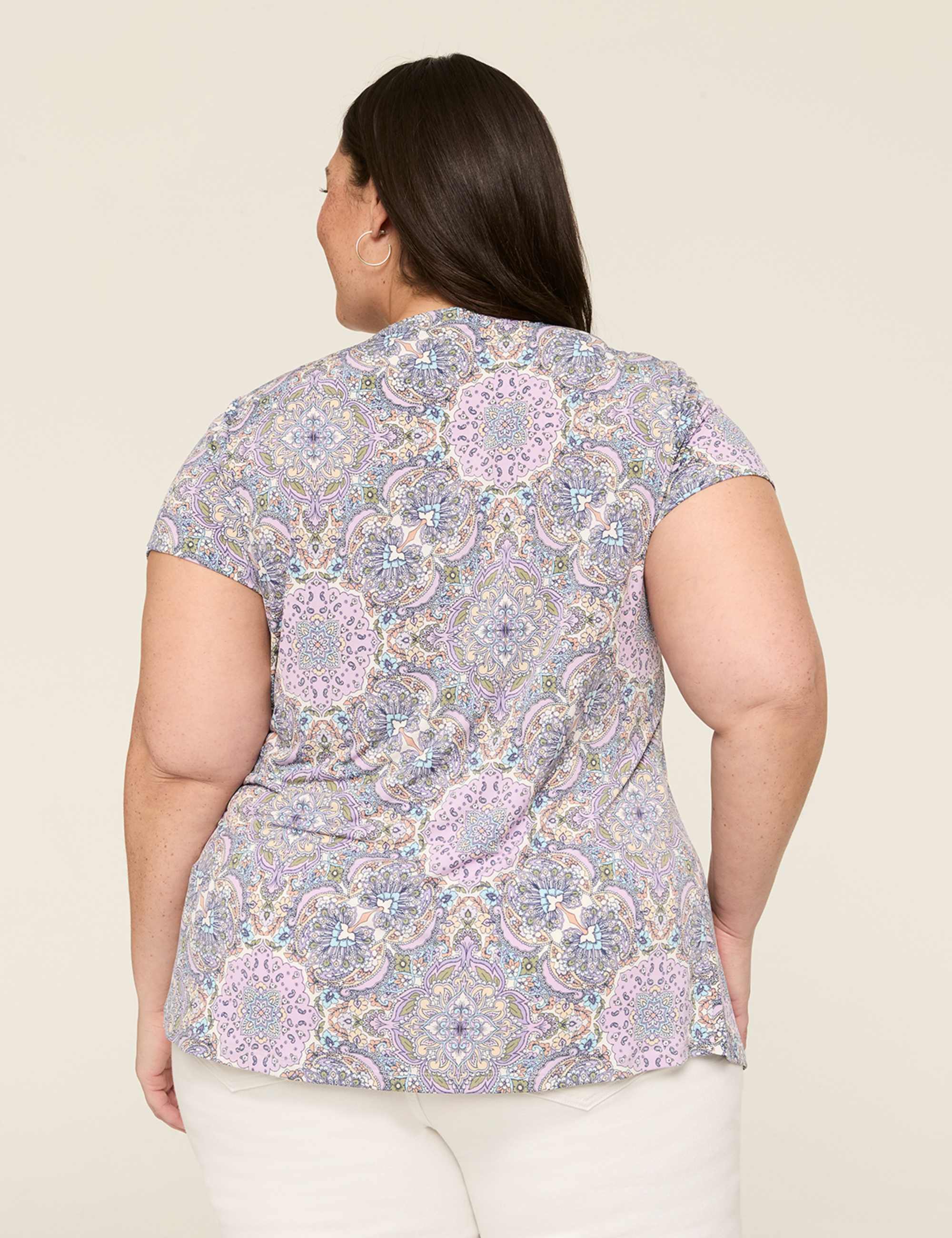 Cap-Sleeve Pleat-Front Top