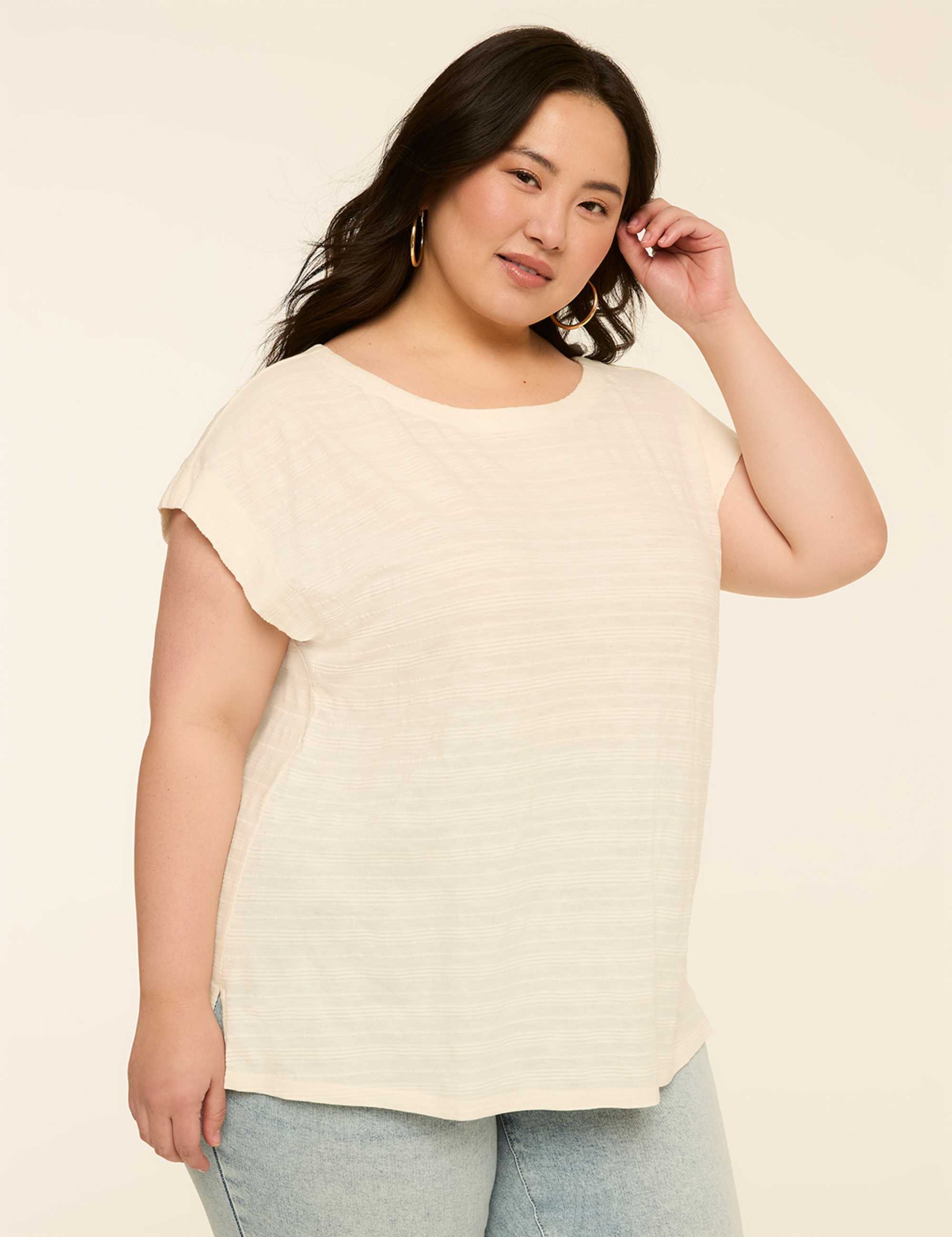 Textured Boatneck Tee