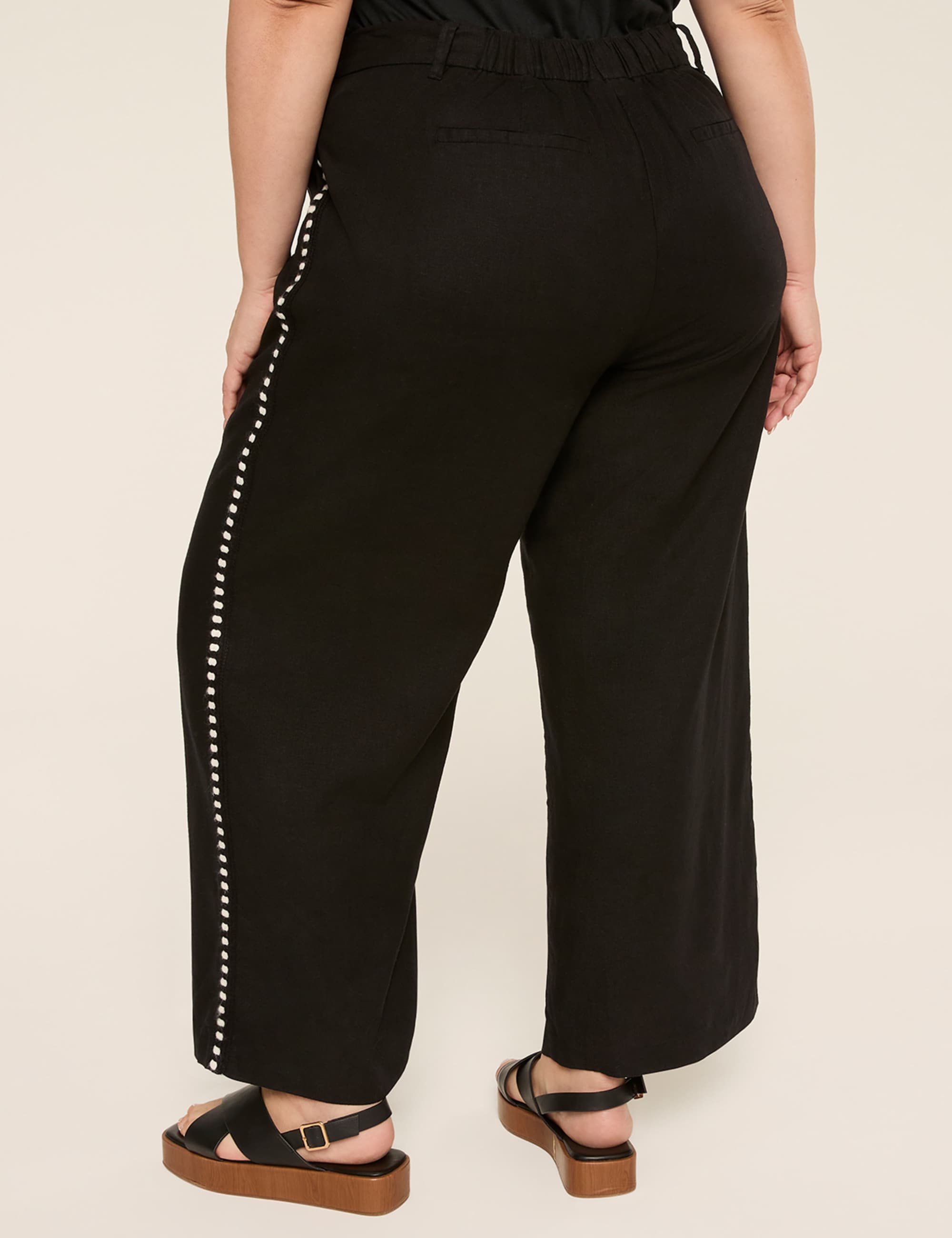 Linen-Blend Wide Leg Pant