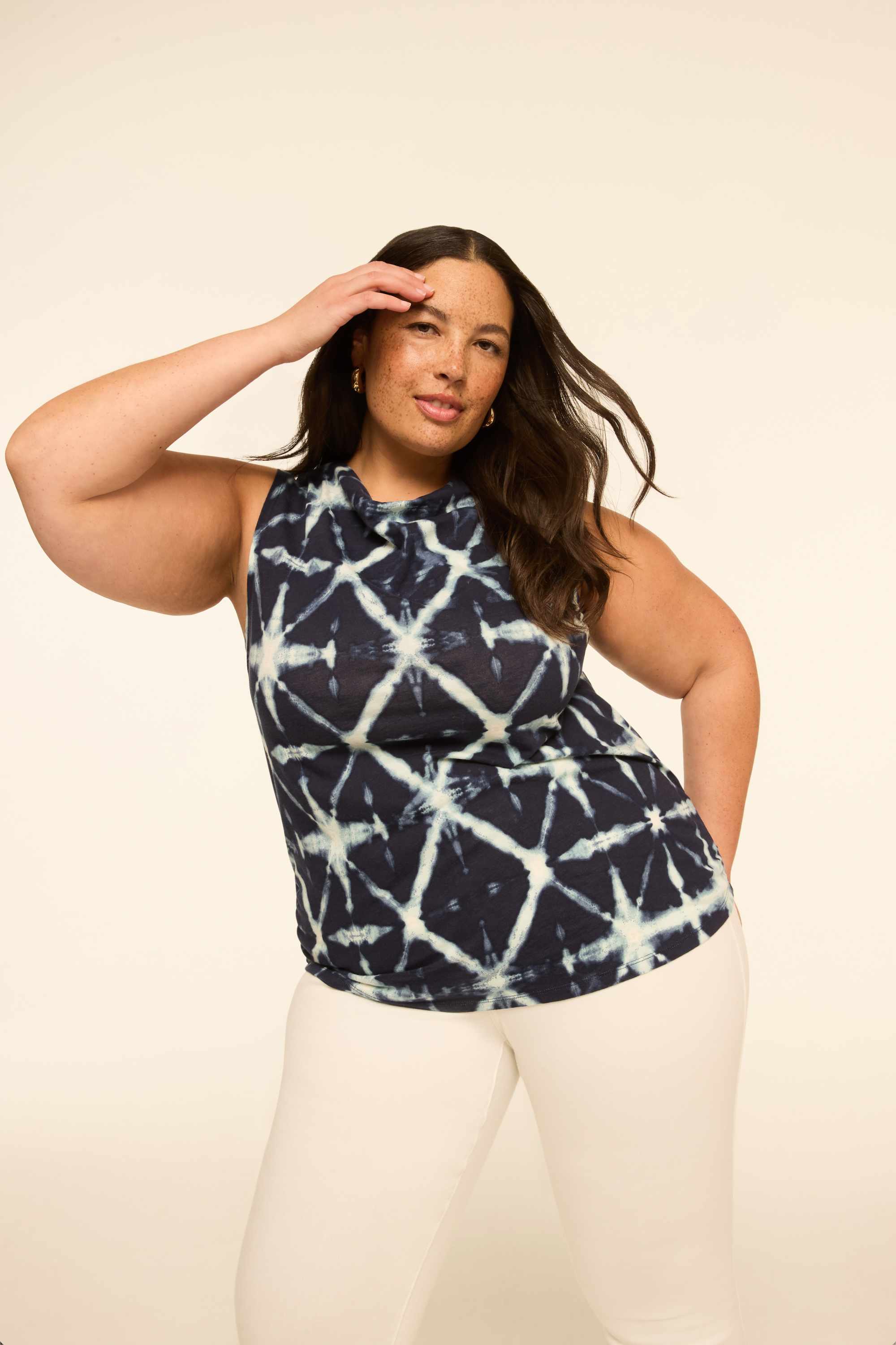 Sleeveless Boatneck Side-Ruched Top