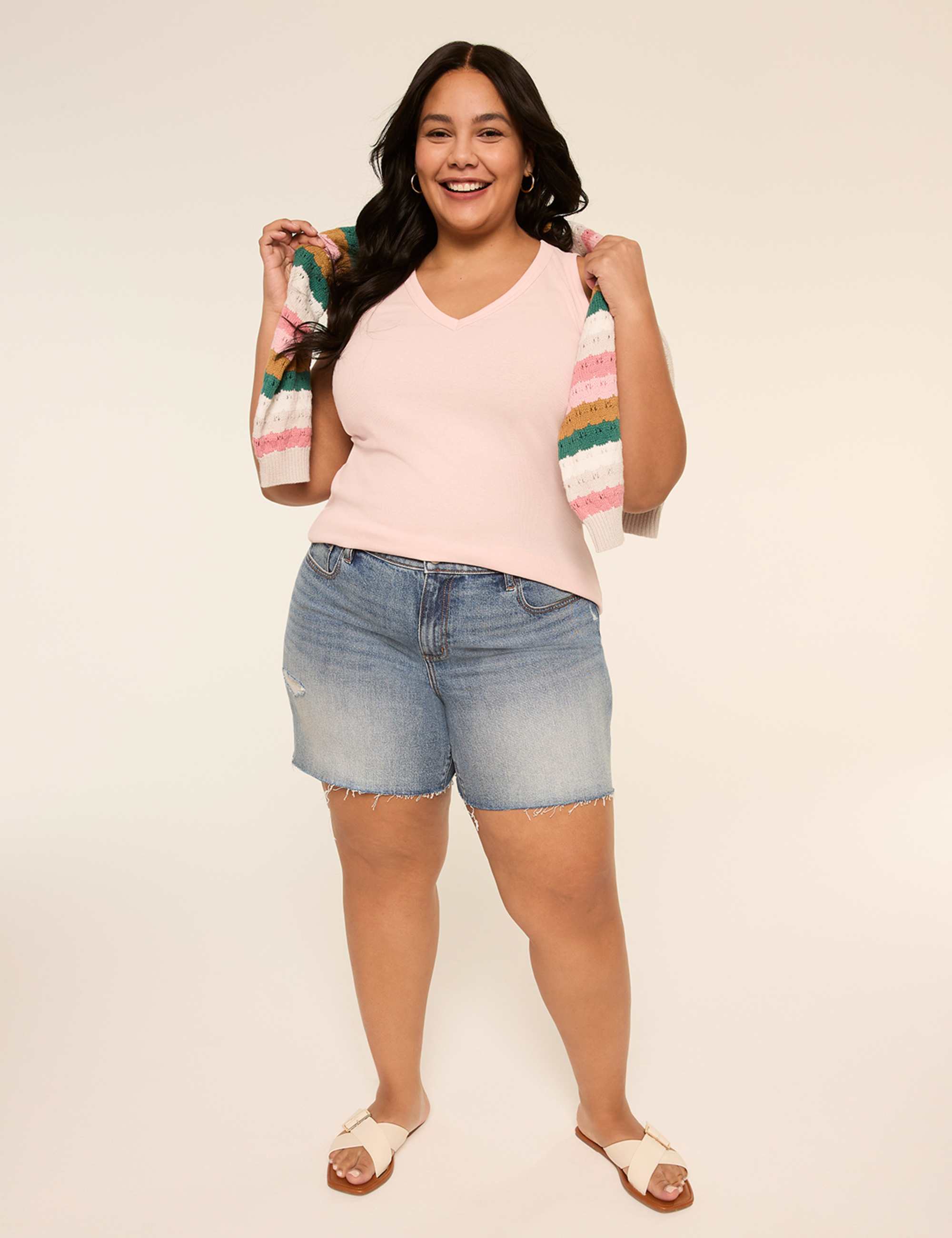 Deep V-Neck Rib Layering Tank