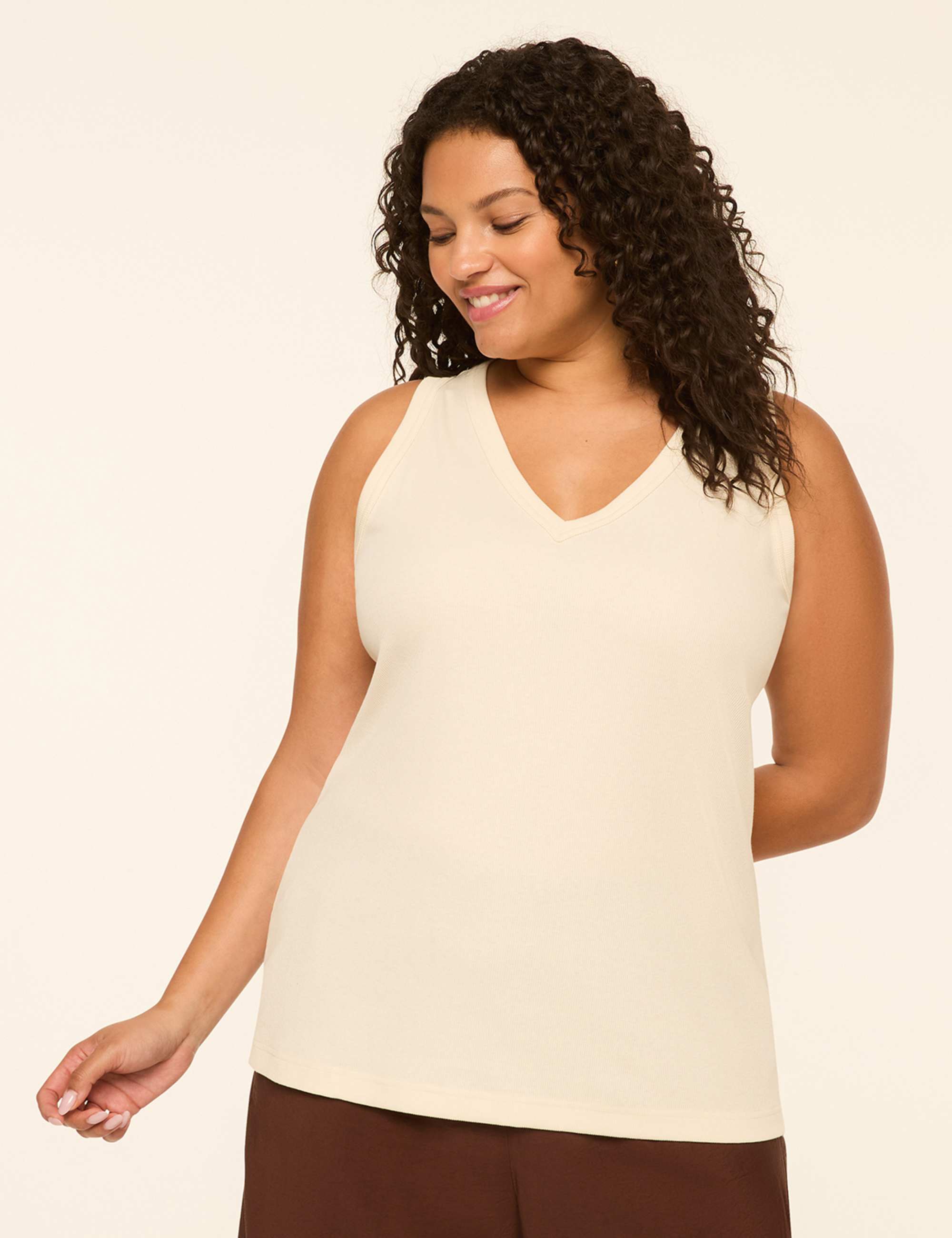 Deep V-Neck Rib Layering Tank