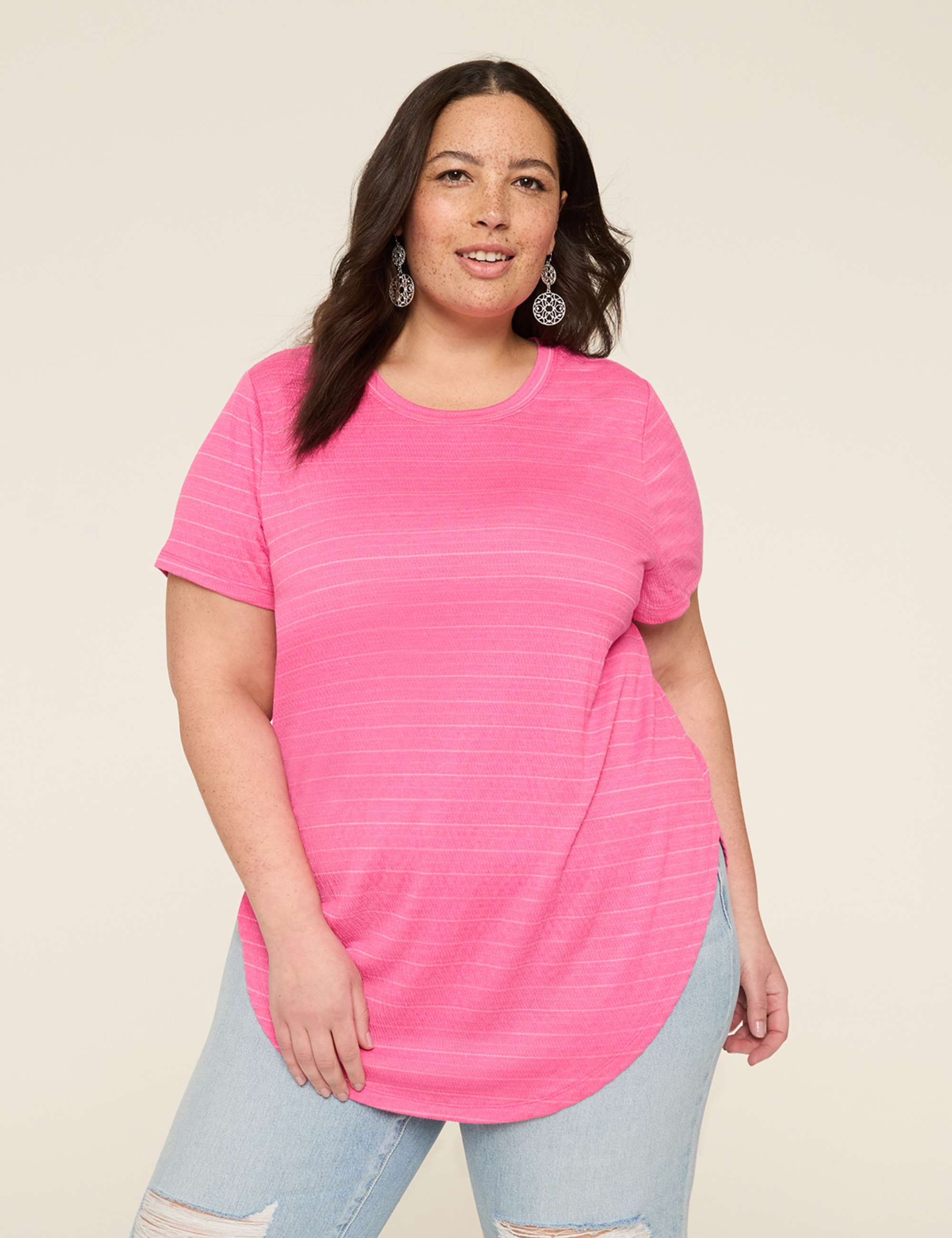 Swing Crew-Neck Textured Top