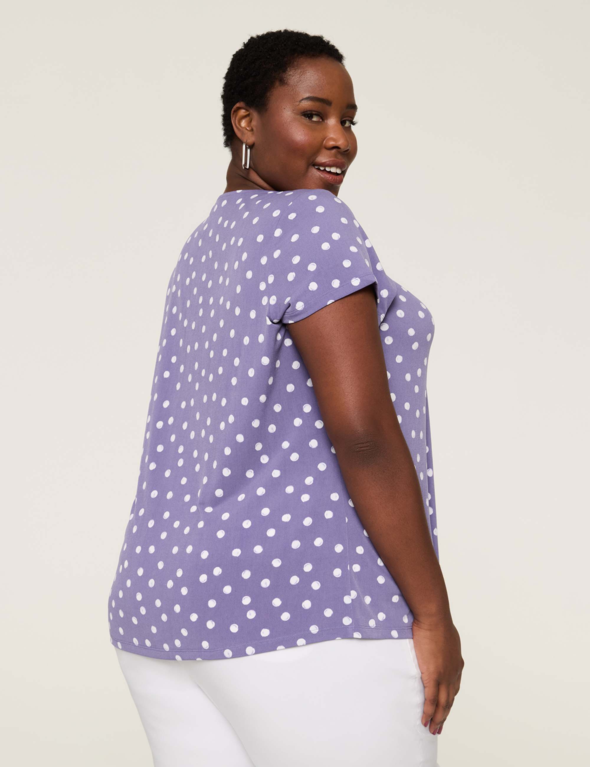 Cap-Sleeve Pleat-Front Top