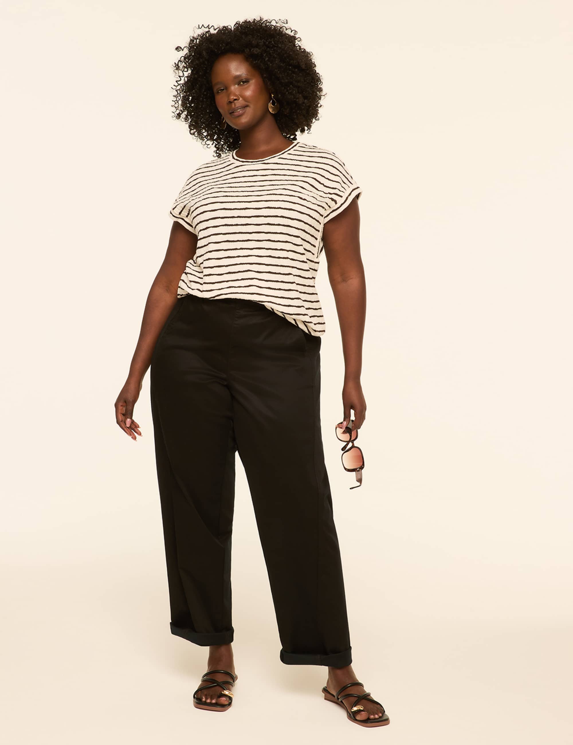 Pull-On Sateen Chino Ankle Pant