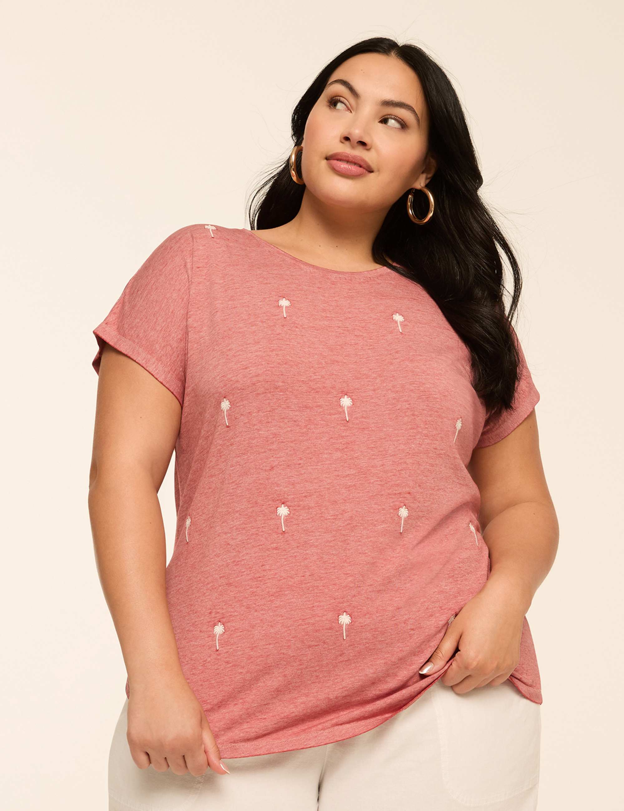 Embroidered Palm Trees Graphic Tee