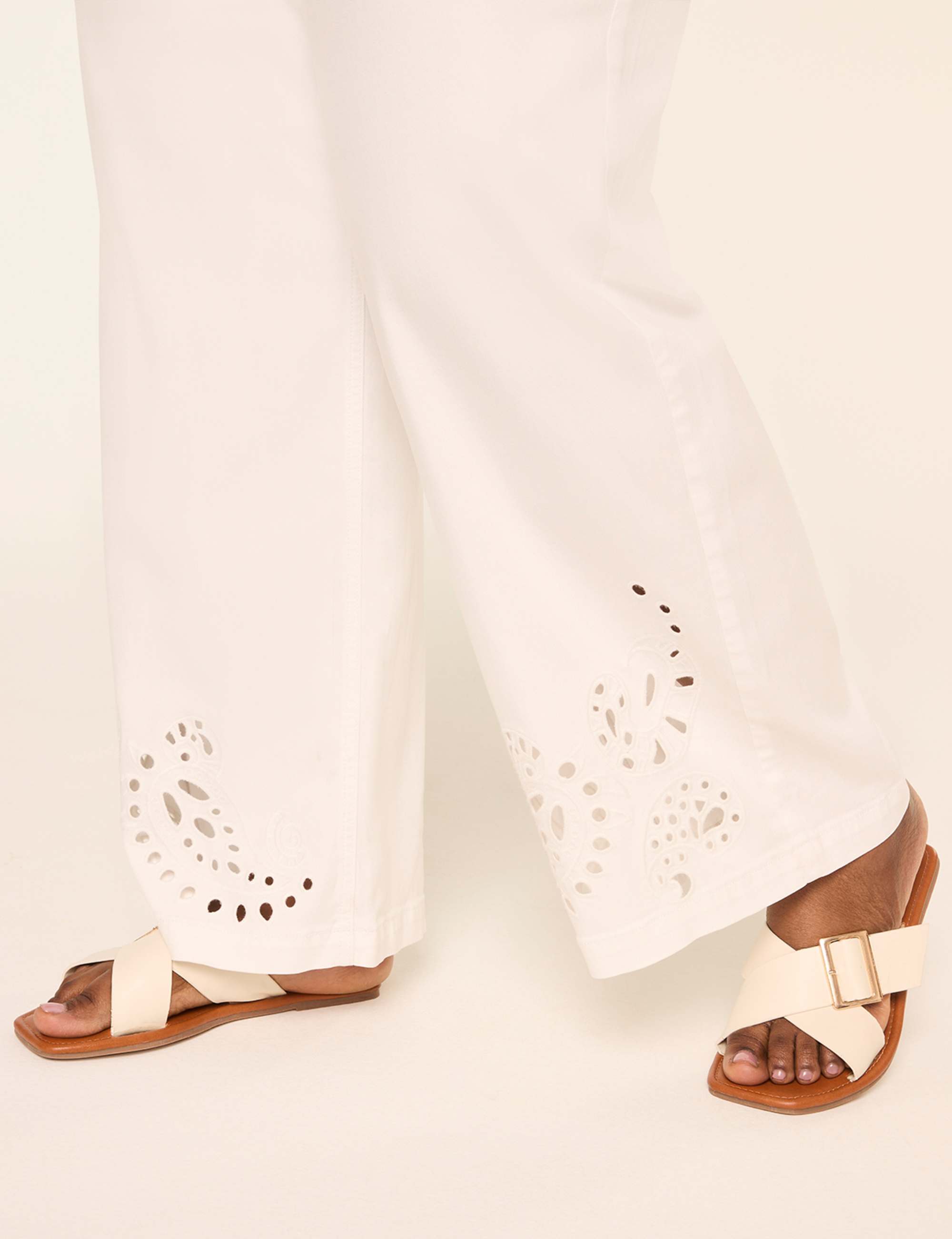 Pull-On Eyelet-Hem Relaxed Straight Jean