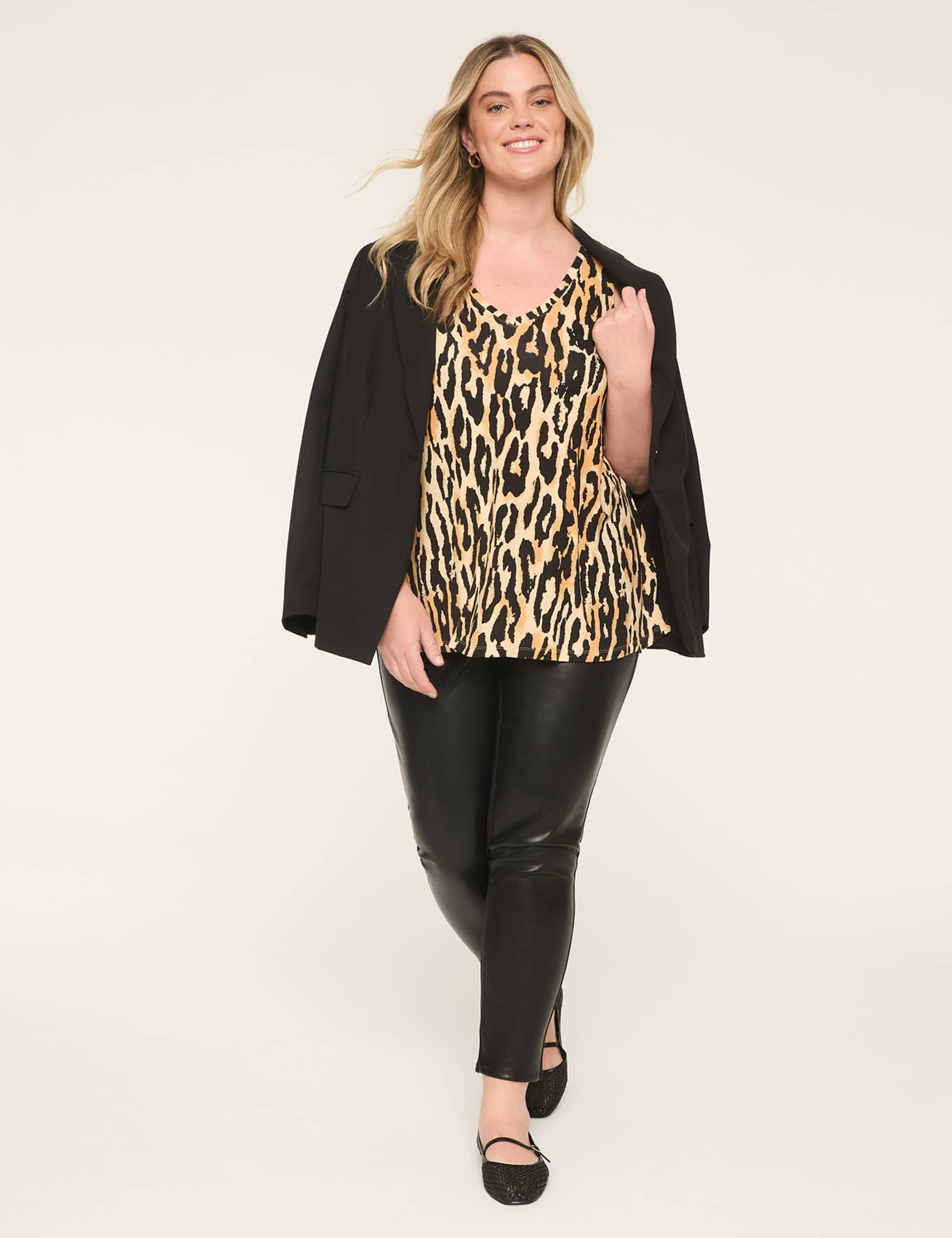 Faux-Leather & Ponte Pull-On High-Rise Legging
